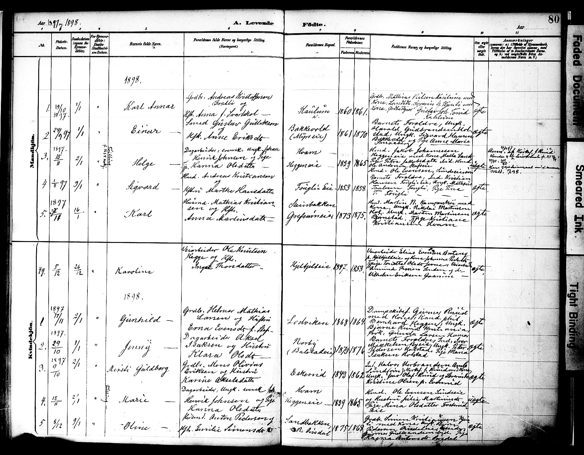 Nes prestekontor, Hedmark, SAH/PREST-020/K/Ka/L0009: Parish register (official) no. 9, 1887-1905, p. 80