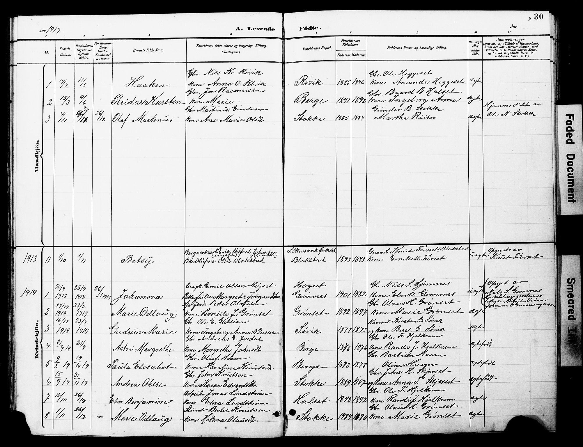 Ministerialprotokoller, klokkerbøker og fødselsregistre - Møre og Romsdal, AV/SAT-A-1454/585/L0973: Parish register (copy) no. 585C01, 1893-1930, p. 30