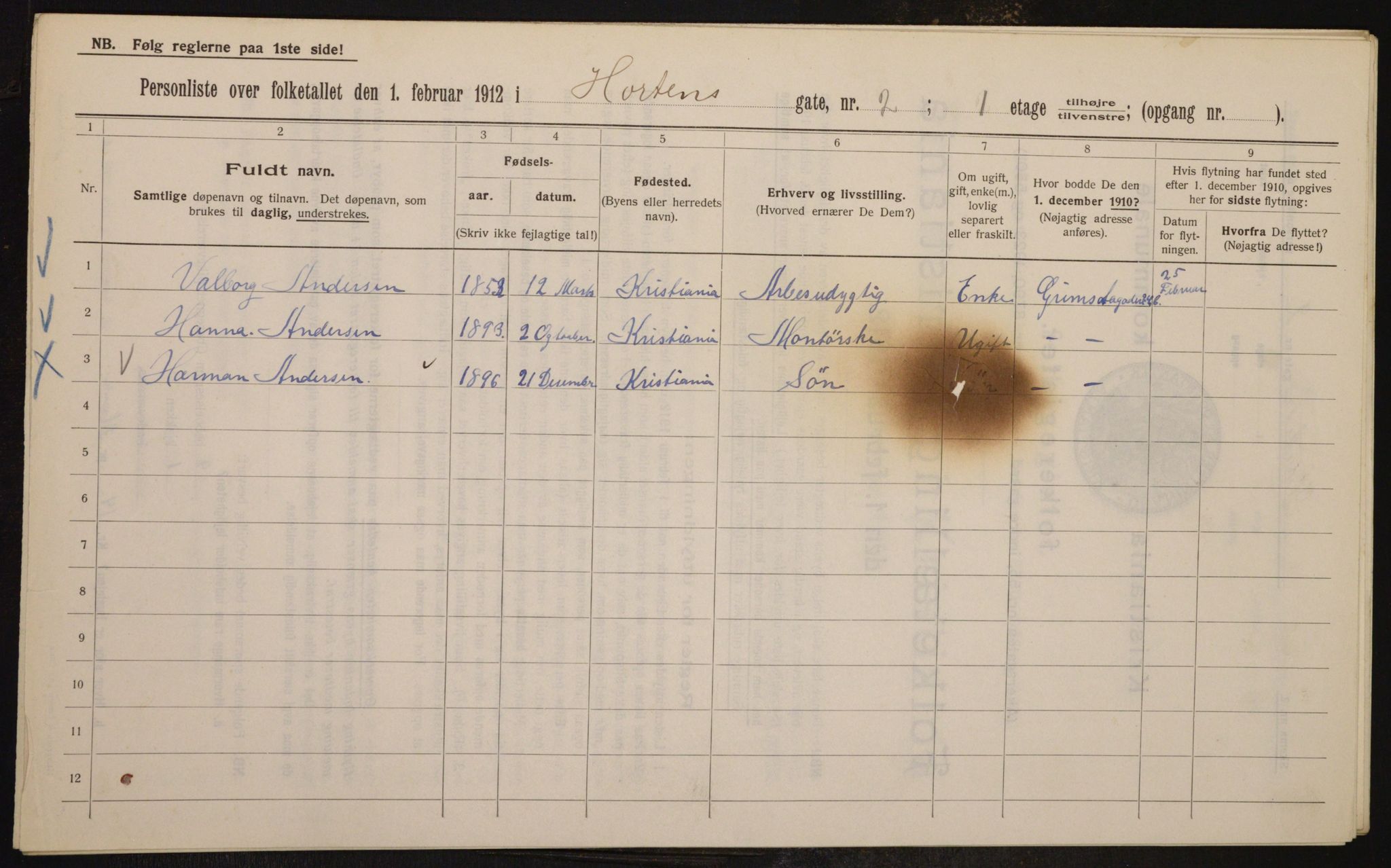 OBA, Municipal Census 1912 for Kristiania, 1912, p. 41783