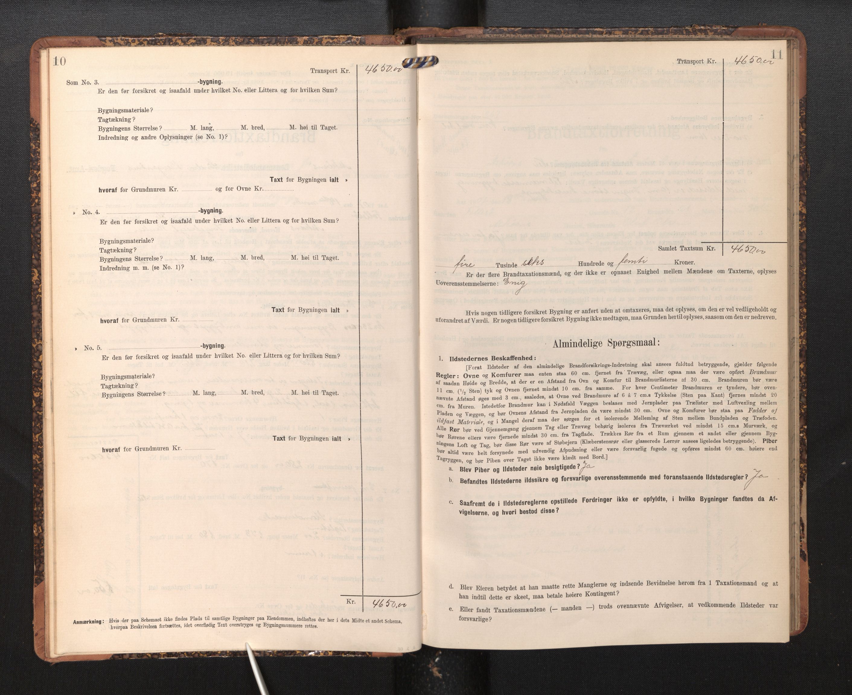Lensmannen i Askøy, AV/SAB-A-31001/0012/L0005: Branntakstprotokoll, skjematakst, 1907-1915, p. 10-11