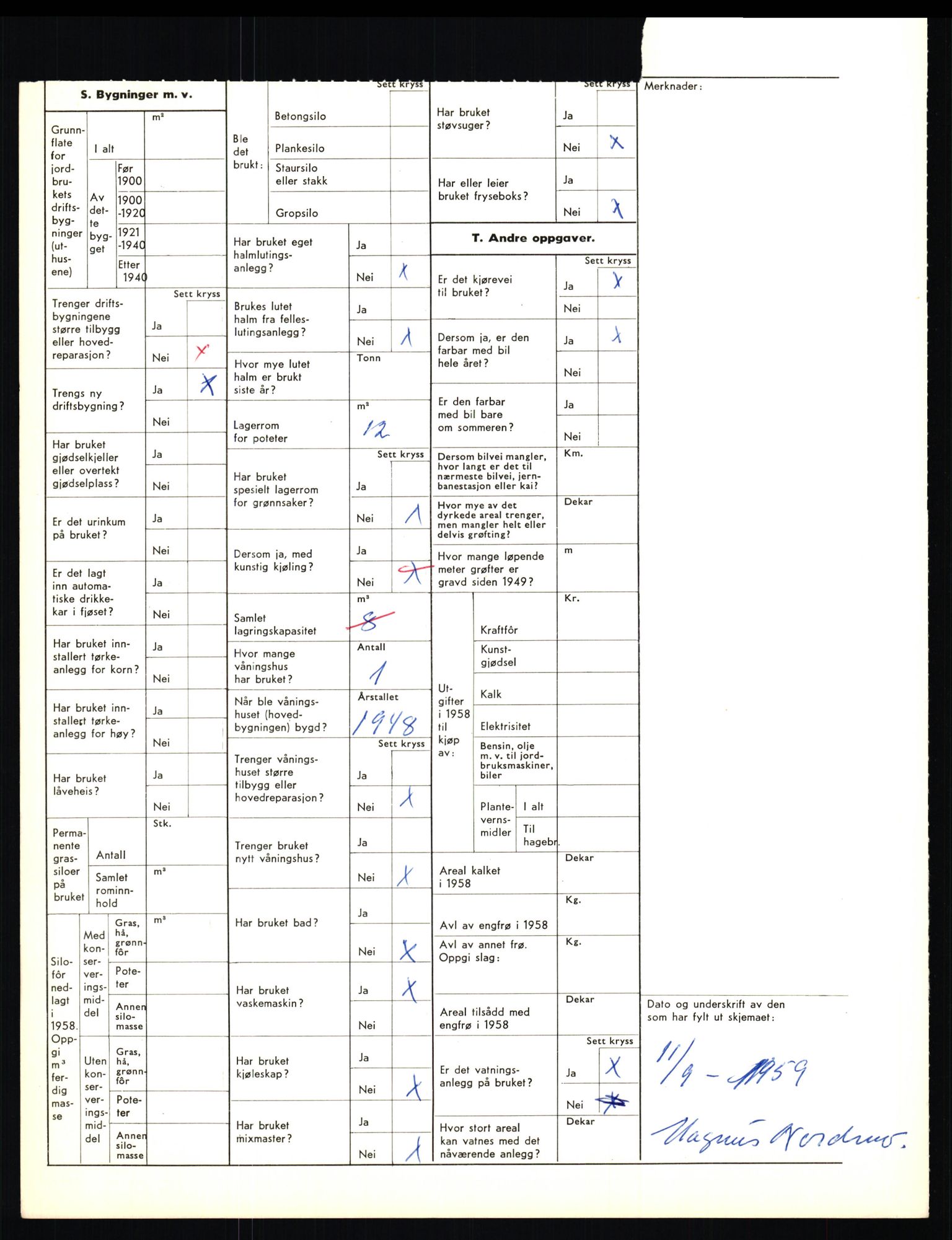 Statistisk sentralbyrå, Næringsøkonomiske emner, Jordbruk, skogbruk, jakt, fiske og fangst, AV/RA-S-2234/G/Gd/L0656: Troms: 1924 Målselv (kl. 0-3) og 1925 Sørreisa, 1959, p. 1408