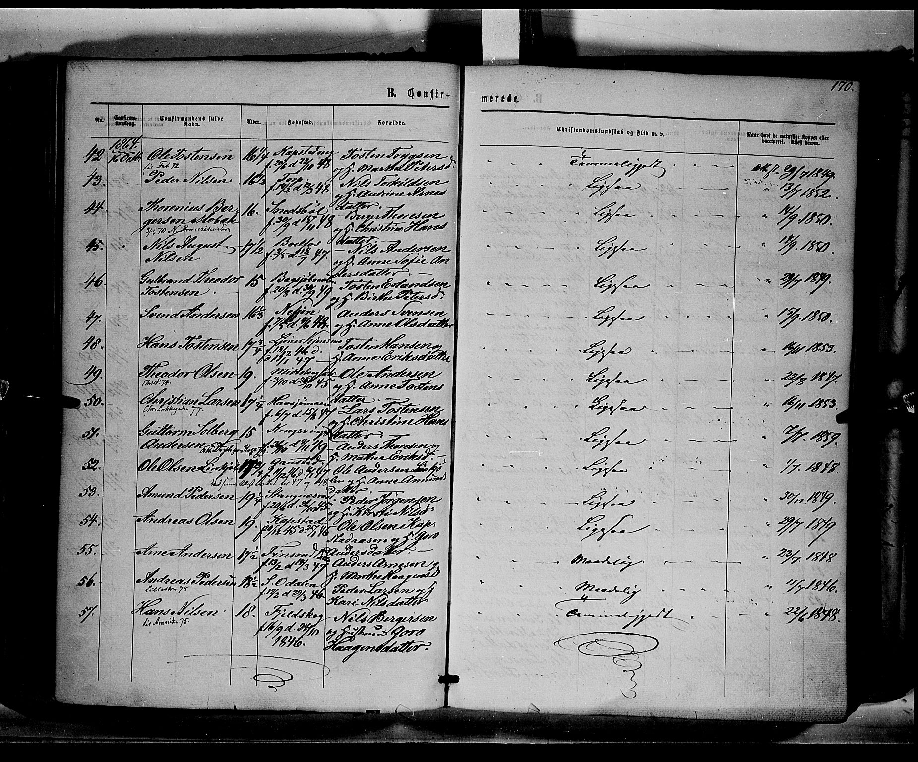 Eidskog prestekontor, AV/SAH-PREST-026/H/Ha/Haa/L0001: Parish register (official) no. 1, 1860-1867, p. 170