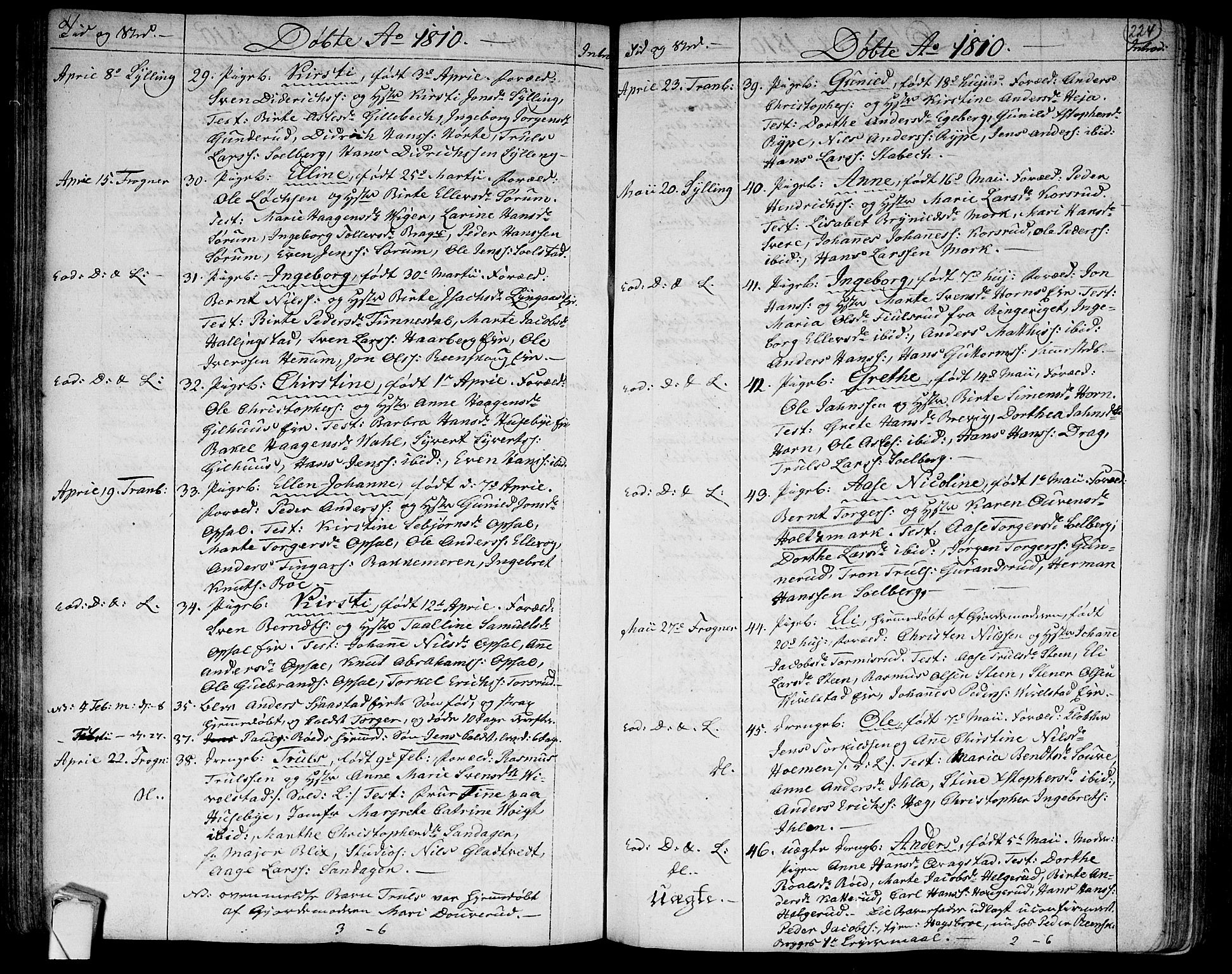 Lier kirkebøker, AV/SAKO-A-230/F/Fa/L0007: Parish register (official) no. I 7, 1794-1813, p. 224