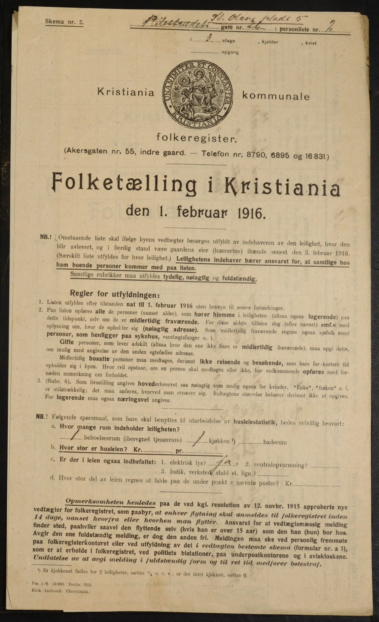 OBA, Municipal Census 1916 for Kristiania, 1916, p. 90667