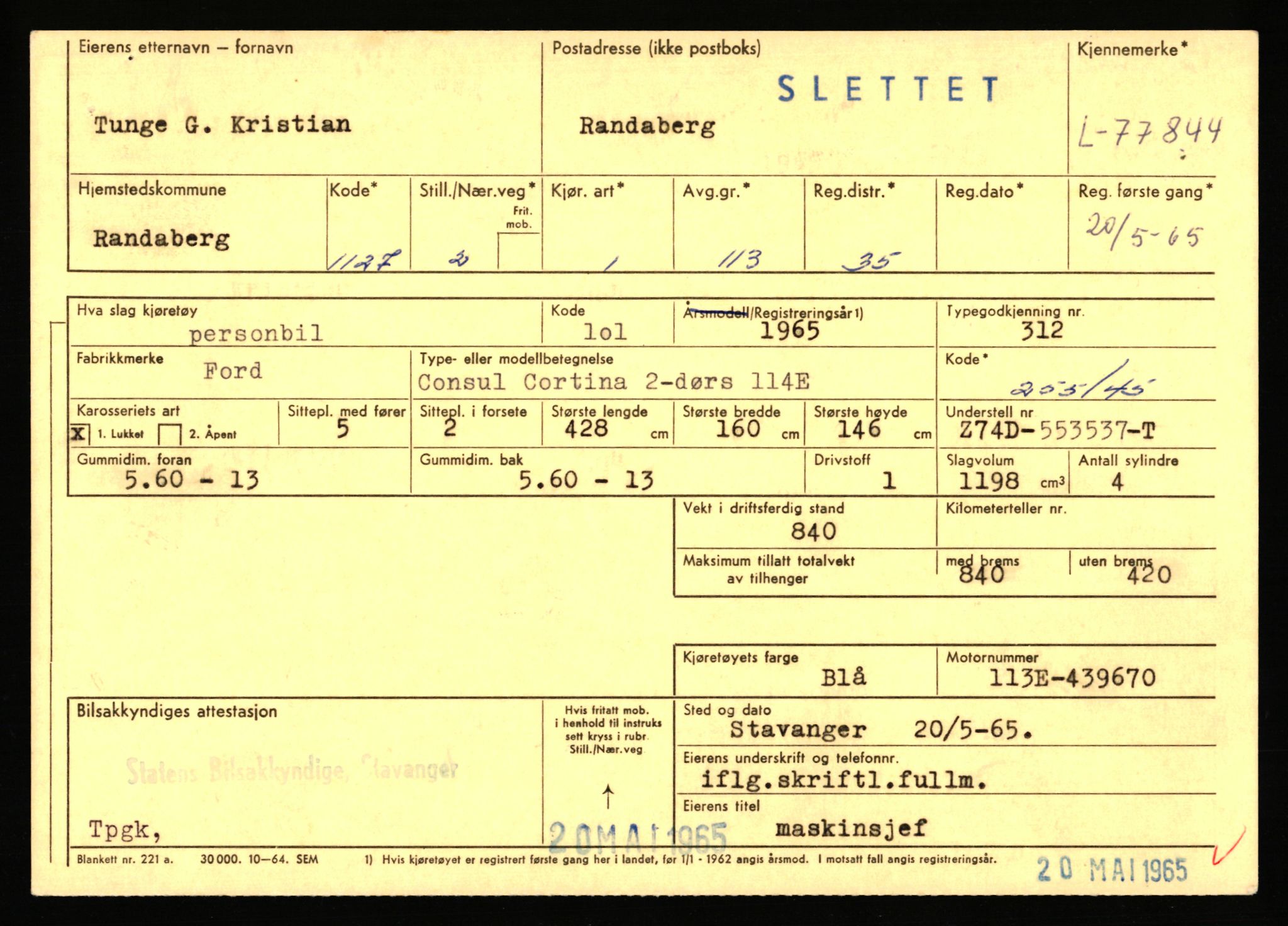 Stavanger trafikkstasjon, SAST/A-101942/0/F/L0069: L-76801 - L-78797, 1930-1971, p. 1147