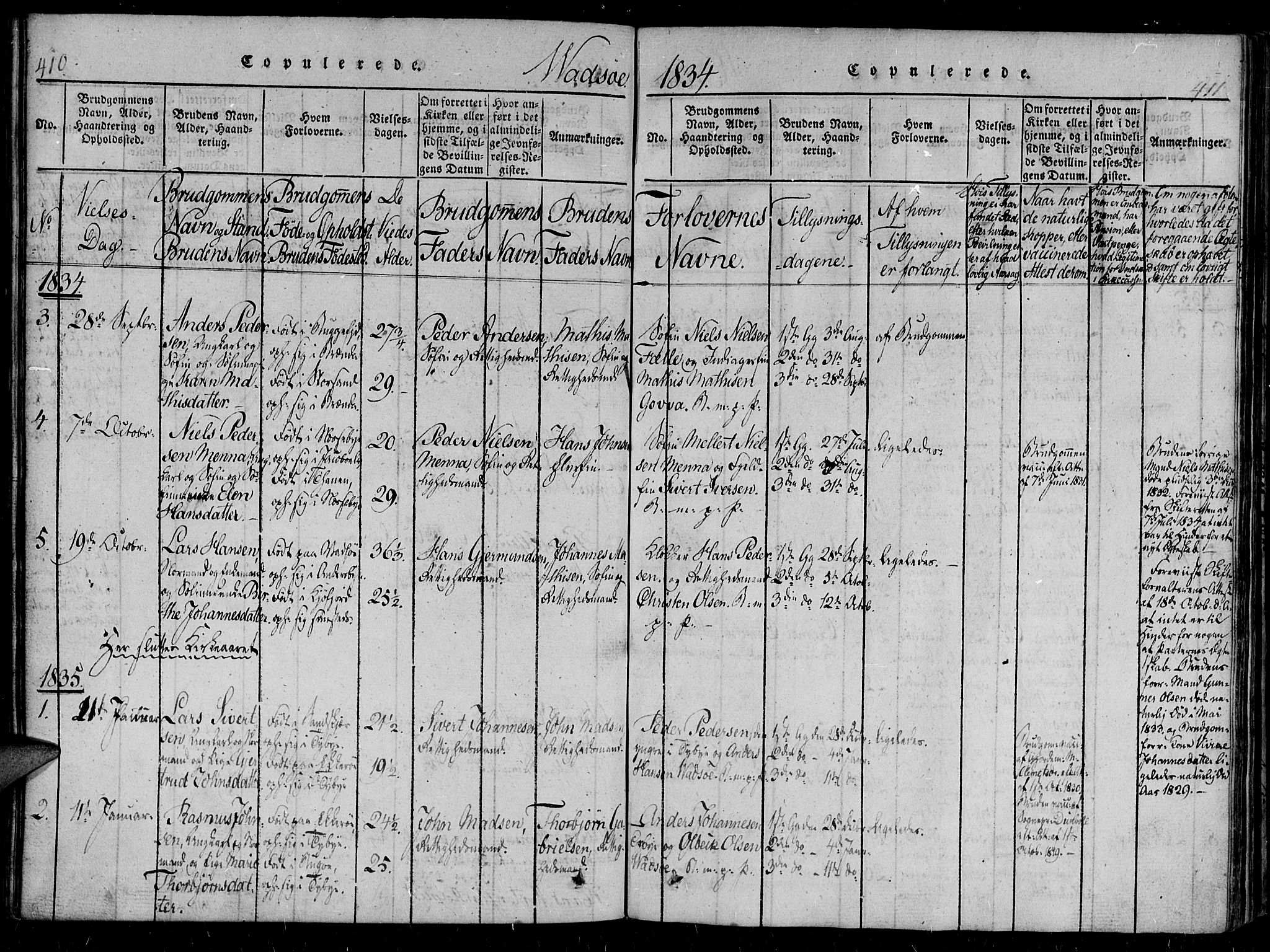 Vadsø sokneprestkontor, SATØ/S-1325/H/Ha/L0003kirke: Parish register (official) no. 3 /1, 1821-1839, p. 410-411