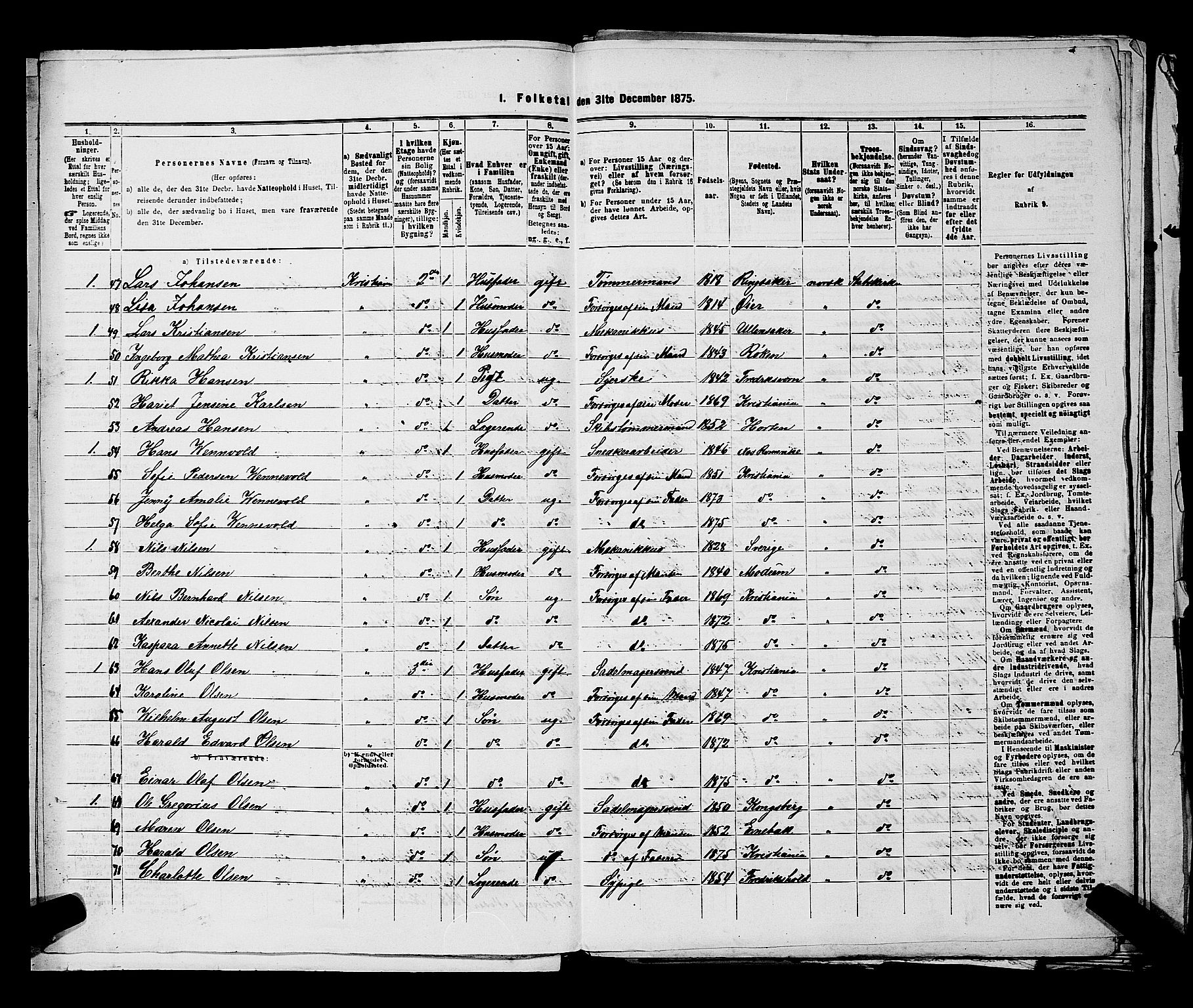 RA, 1875 census for 0301 Kristiania, 1875, p. 4208