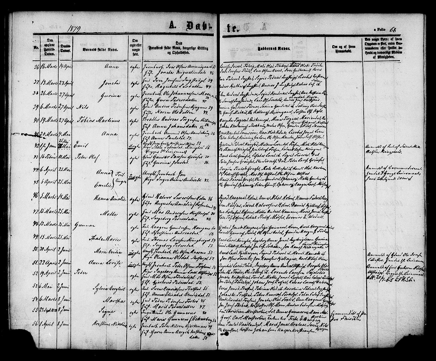 Ministerialprotokoller, klokkerbøker og fødselsregistre - Nord-Trøndelag, AV/SAT-A-1458/703/L0029: Parish register (official) no. 703A02, 1863-1879, p. 68