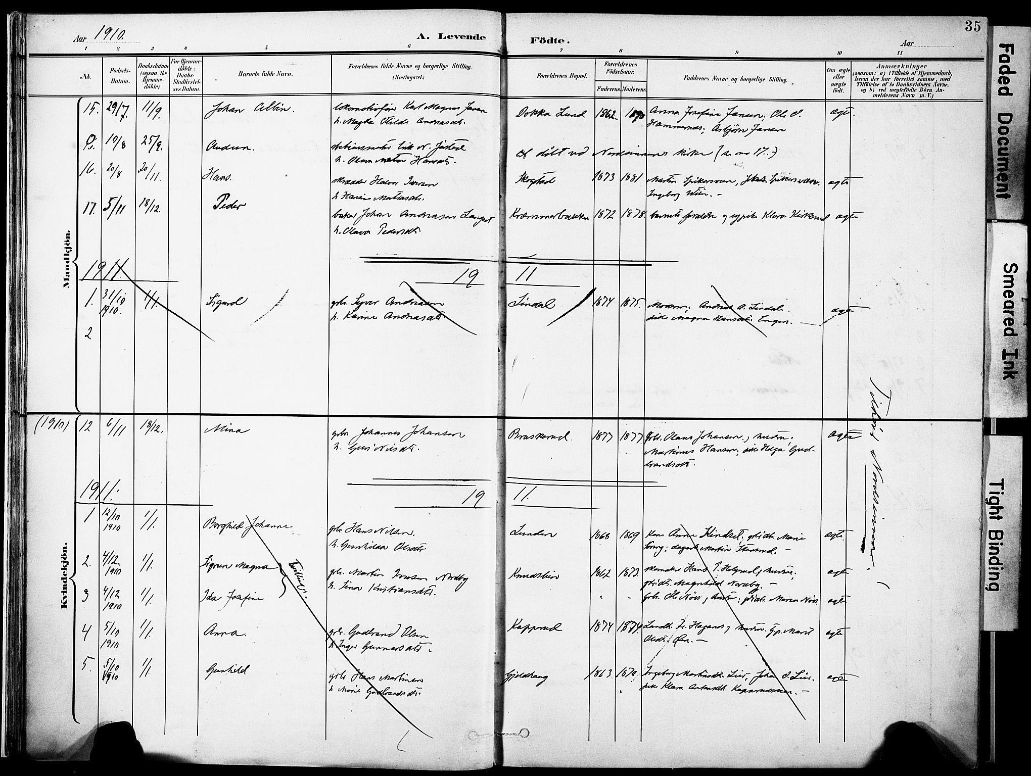 Nordre Land prestekontor, SAH/PREST-124/H/Ha/Haa/L0006: Parish register (official) no. 6, 1897-1914, p. 35