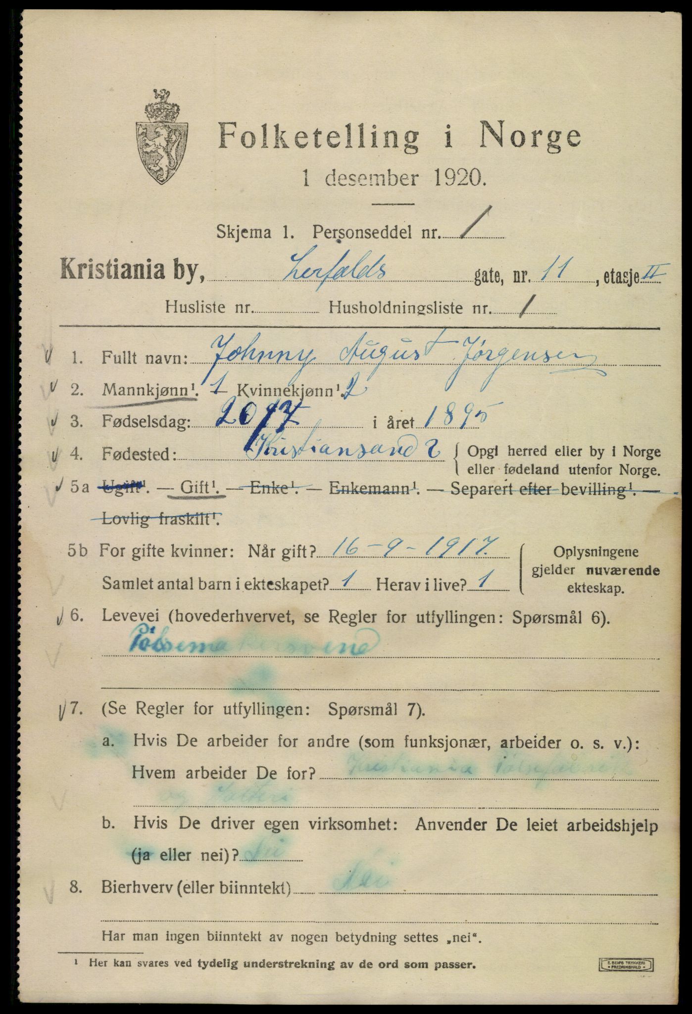 SAO, 1920 census for Kristiania, 1920, p. 362953