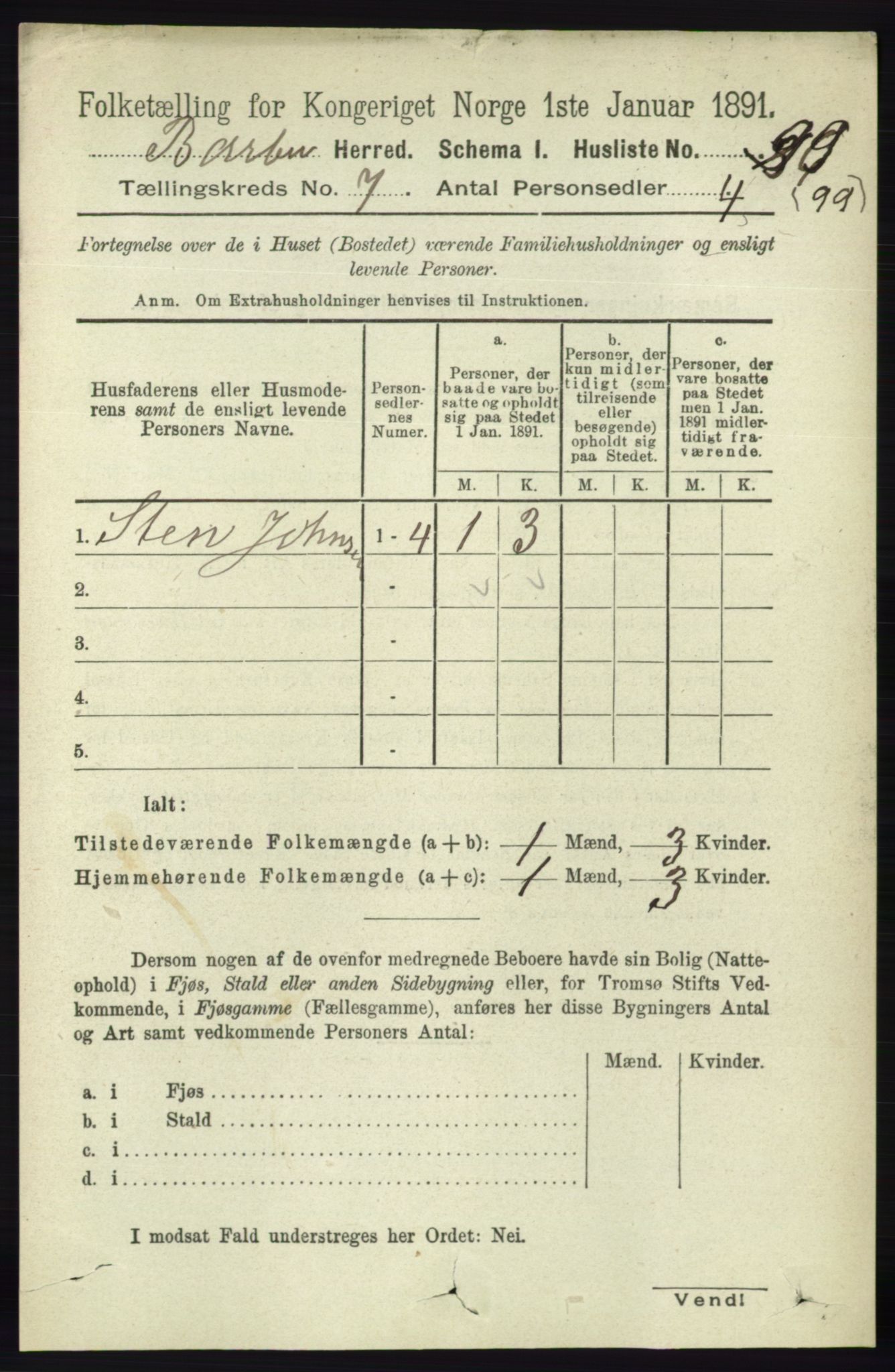 RA, 1891 census for 0990 Barbu, 1891, p. 5041