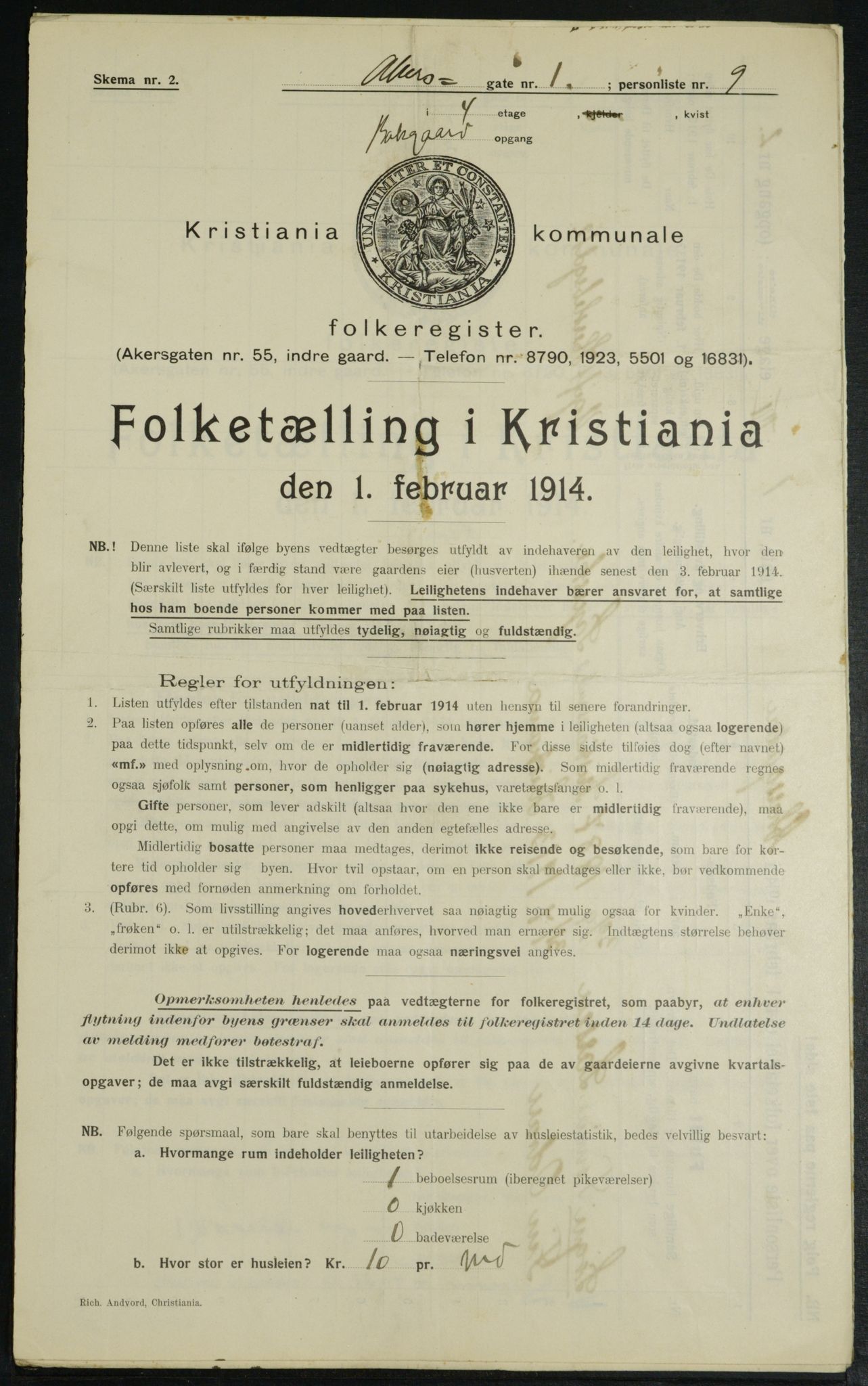 OBA, Municipal Census 1914 for Kristiania, 1914, p. 324