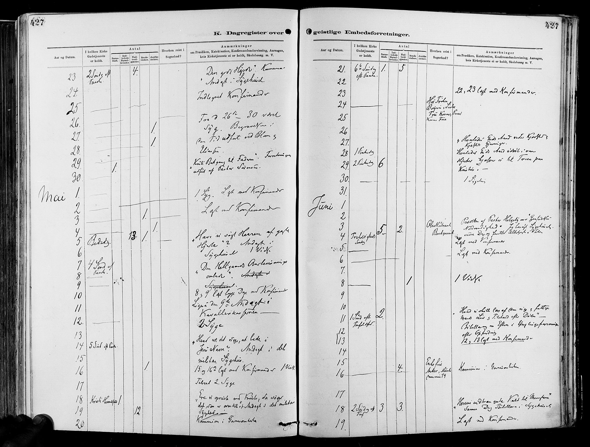 Garnisonsmenigheten Kirkebøker, AV/SAO-A-10846/F/Fa/L0012: Parish register (official) no. 12, 1880-1893, p. 427
