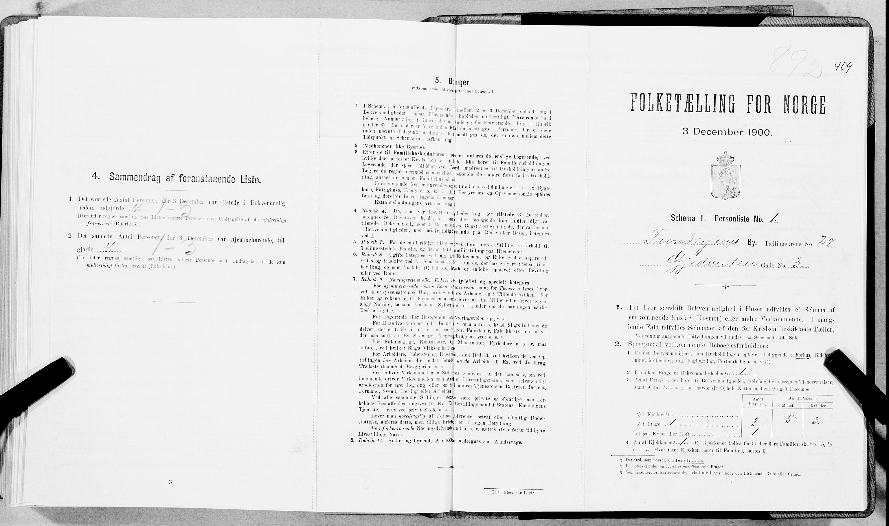 SAT, 1900 census for Trondheim, 1900, p. 4417