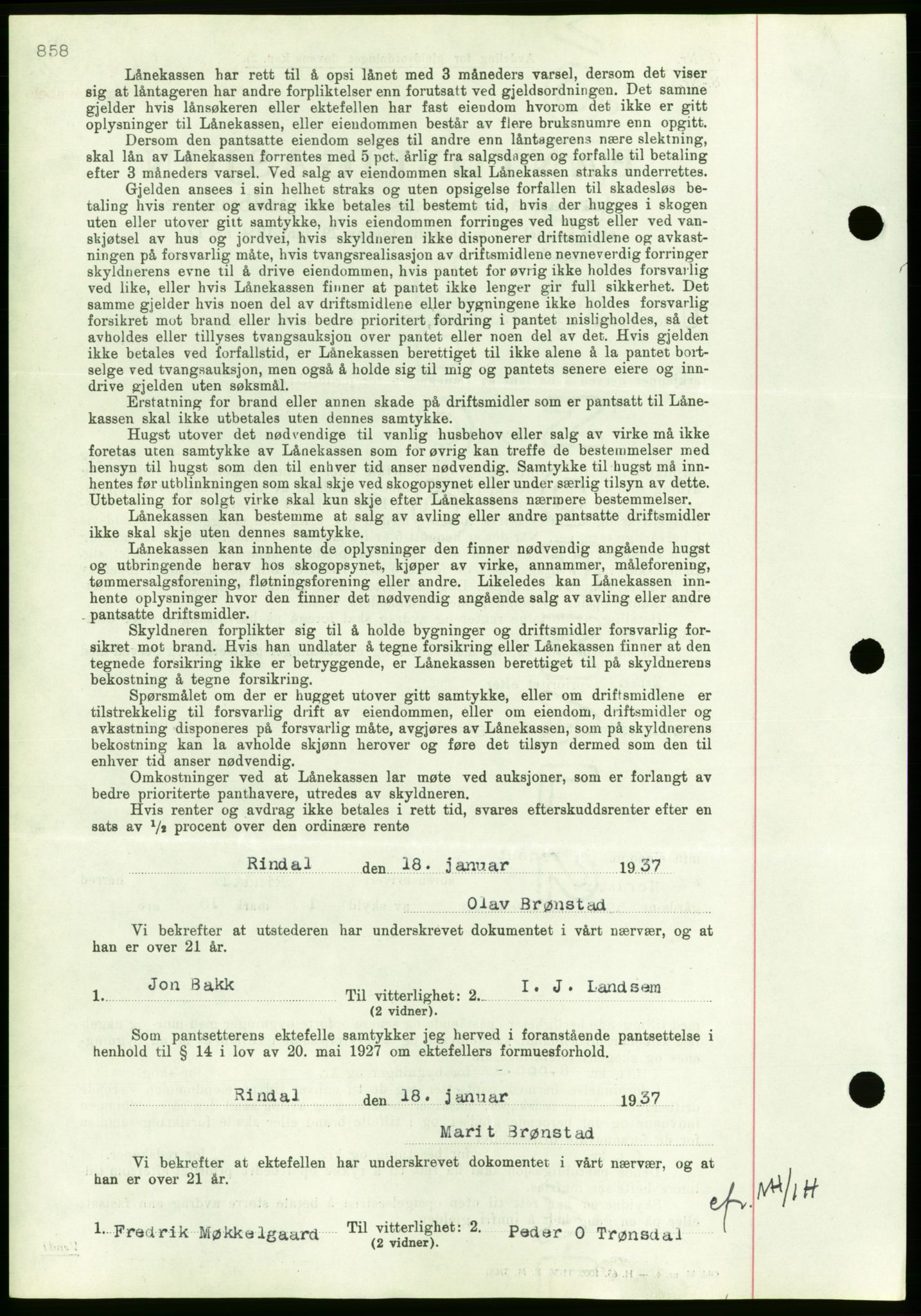 Nordmøre sorenskriveri, AV/SAT-A-4132/1/2/2Ca/L0090: Mortgage book no. B80, 1936-1937, Diary no: : 216/1937