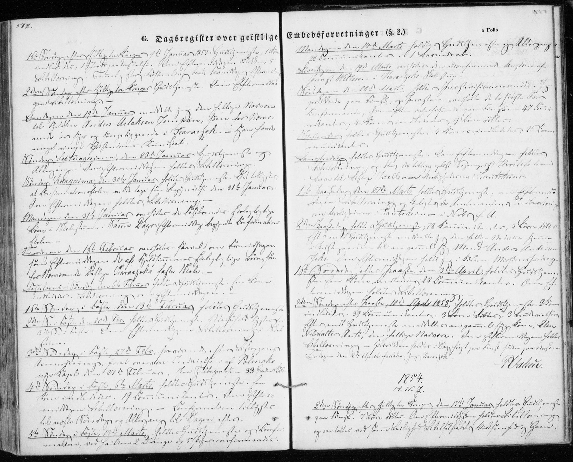 Kistrand/Porsanger sokneprestembete, SATØ/S-1351/H/Ha/L0012.kirke: Parish register (official) no. 12, 1843-1871, p. 572-573