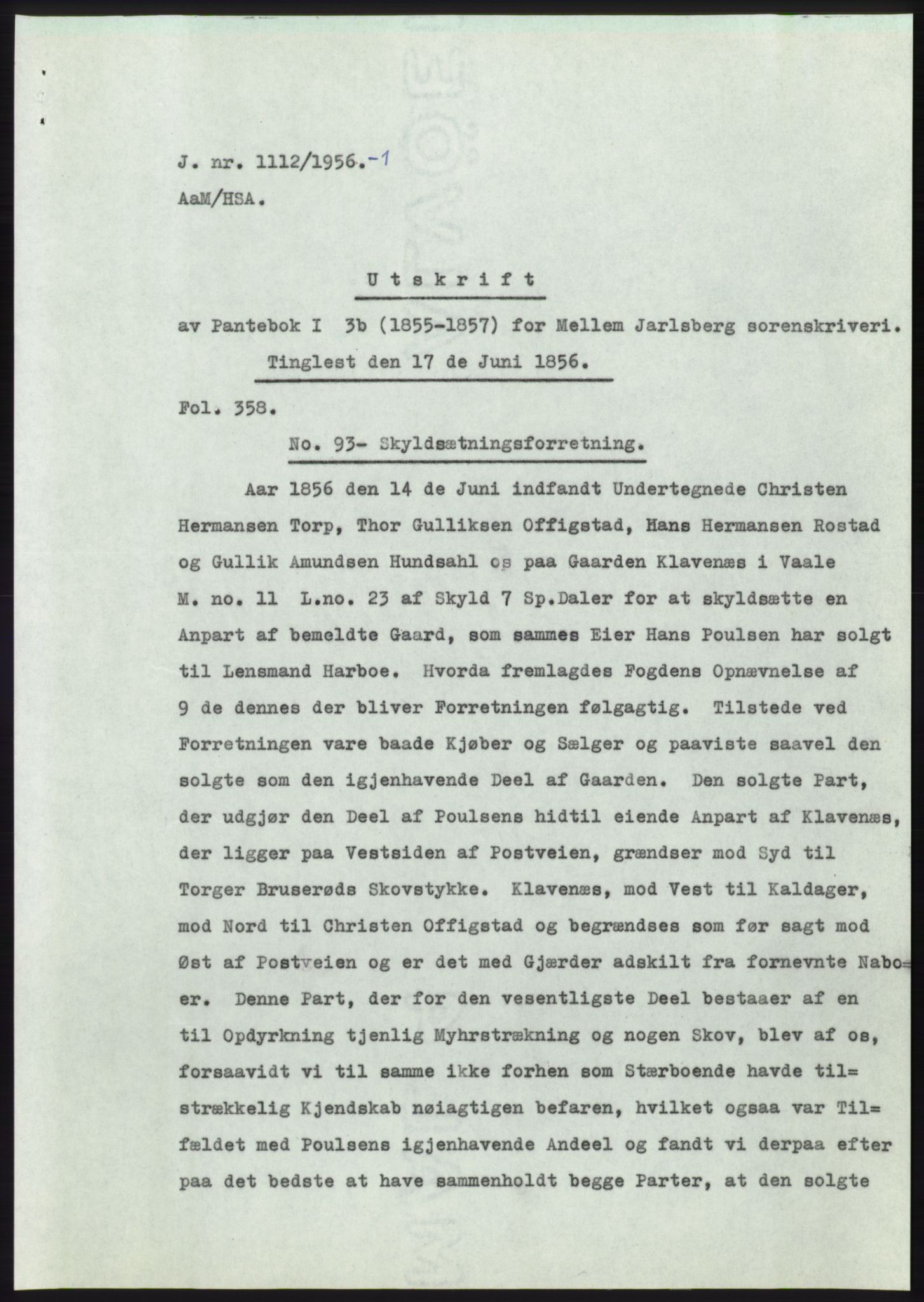 Statsarkivet i Kongsberg, SAKO/A-0001, 1956, p. 338