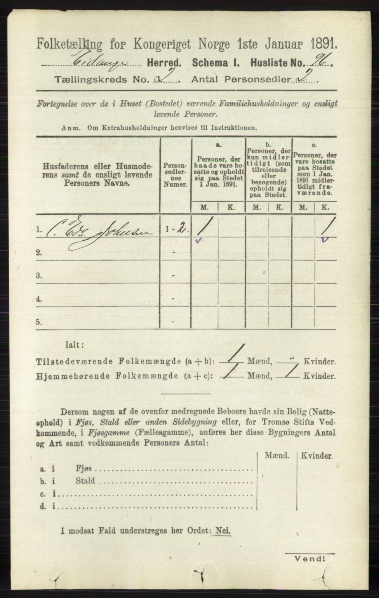 RA, 1891 census for 0813 Eidanger, 1891, p. 866