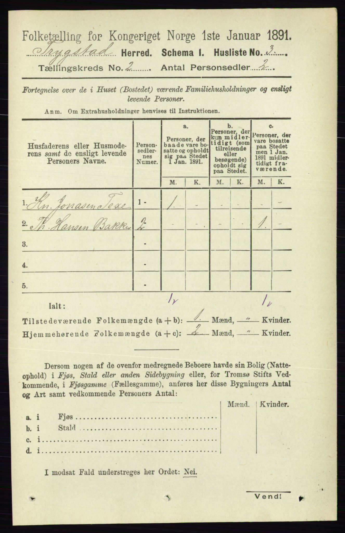 RA, 1891 Census for 0122 Trøgstad, 1891, p. 473