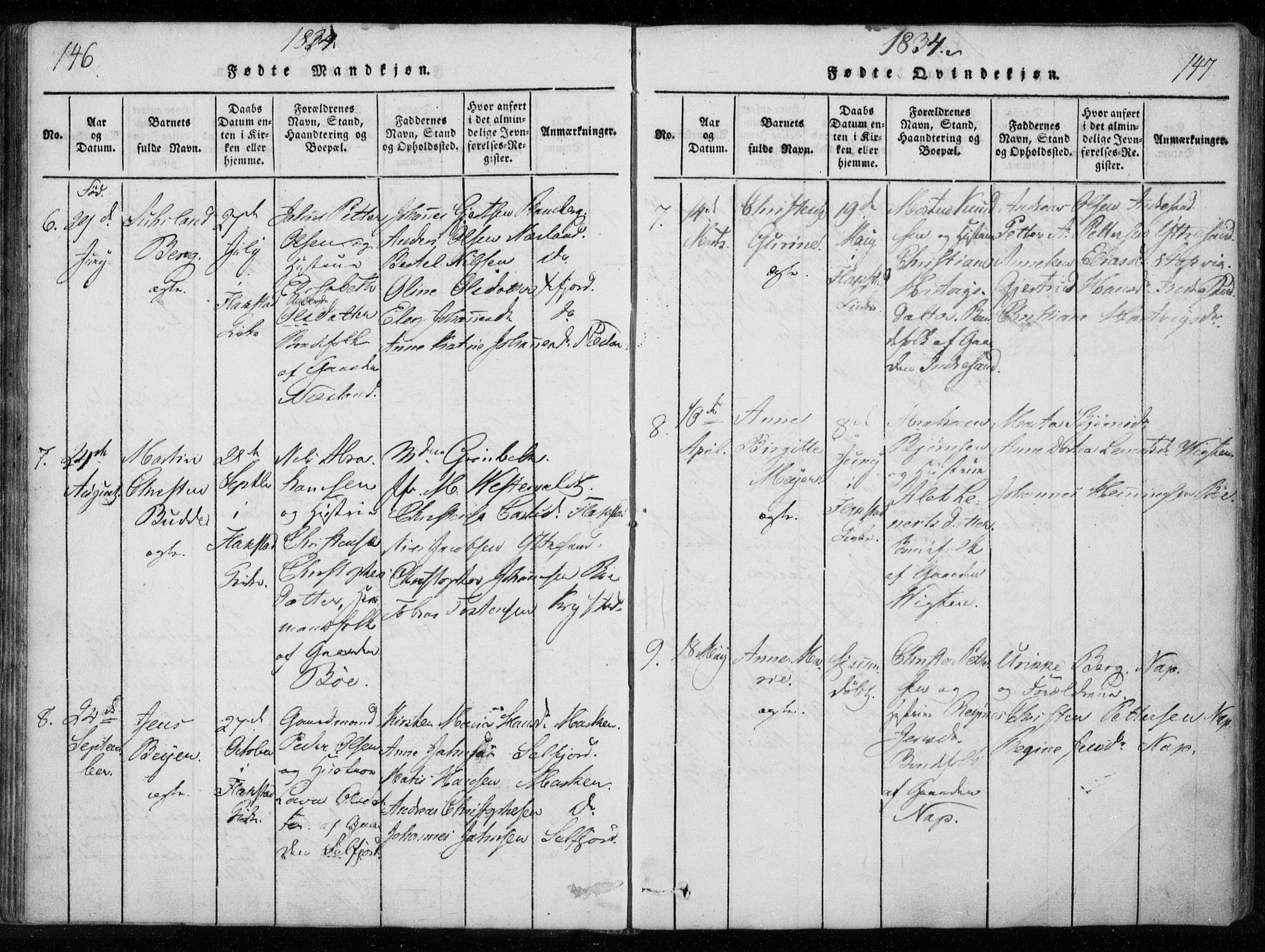 Ministerialprotokoller, klokkerbøker og fødselsregistre - Nordland, AV/SAT-A-1459/885/L1201: Parish register (official) no. 885A02, 1820-1837, p. 146-147