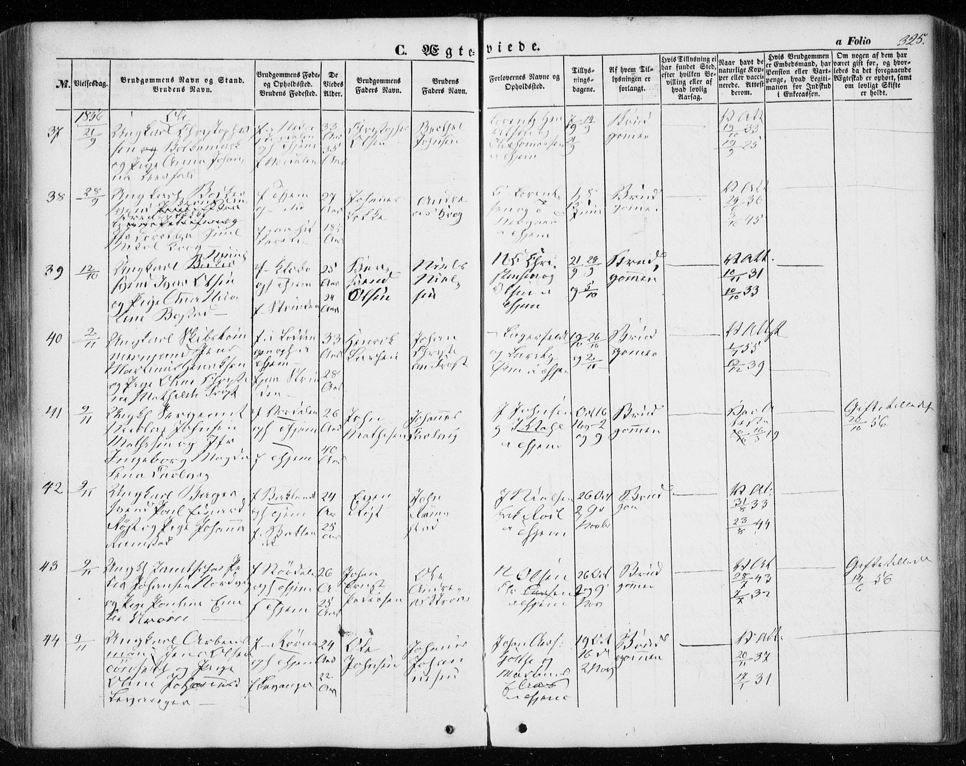 Ministerialprotokoller, klokkerbøker og fødselsregistre - Sør-Trøndelag, AV/SAT-A-1456/601/L0051: Parish register (official) no. 601A19, 1848-1857, p. 325