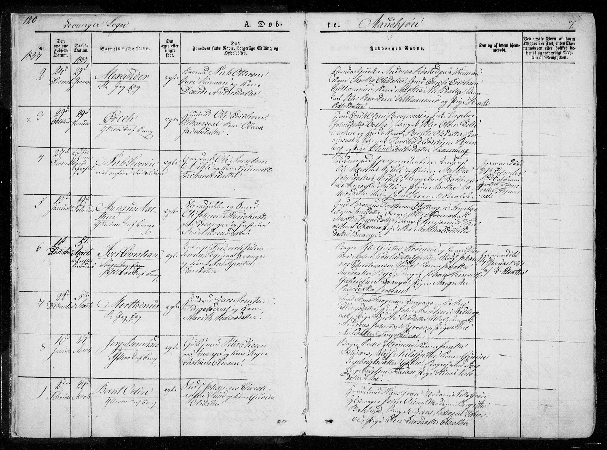 Ministerialprotokoller, klokkerbøker og fødselsregistre - Nord-Trøndelag, SAT/A-1458/720/L0183: Parish register (official) no. 720A01, 1836-1855, p. 7