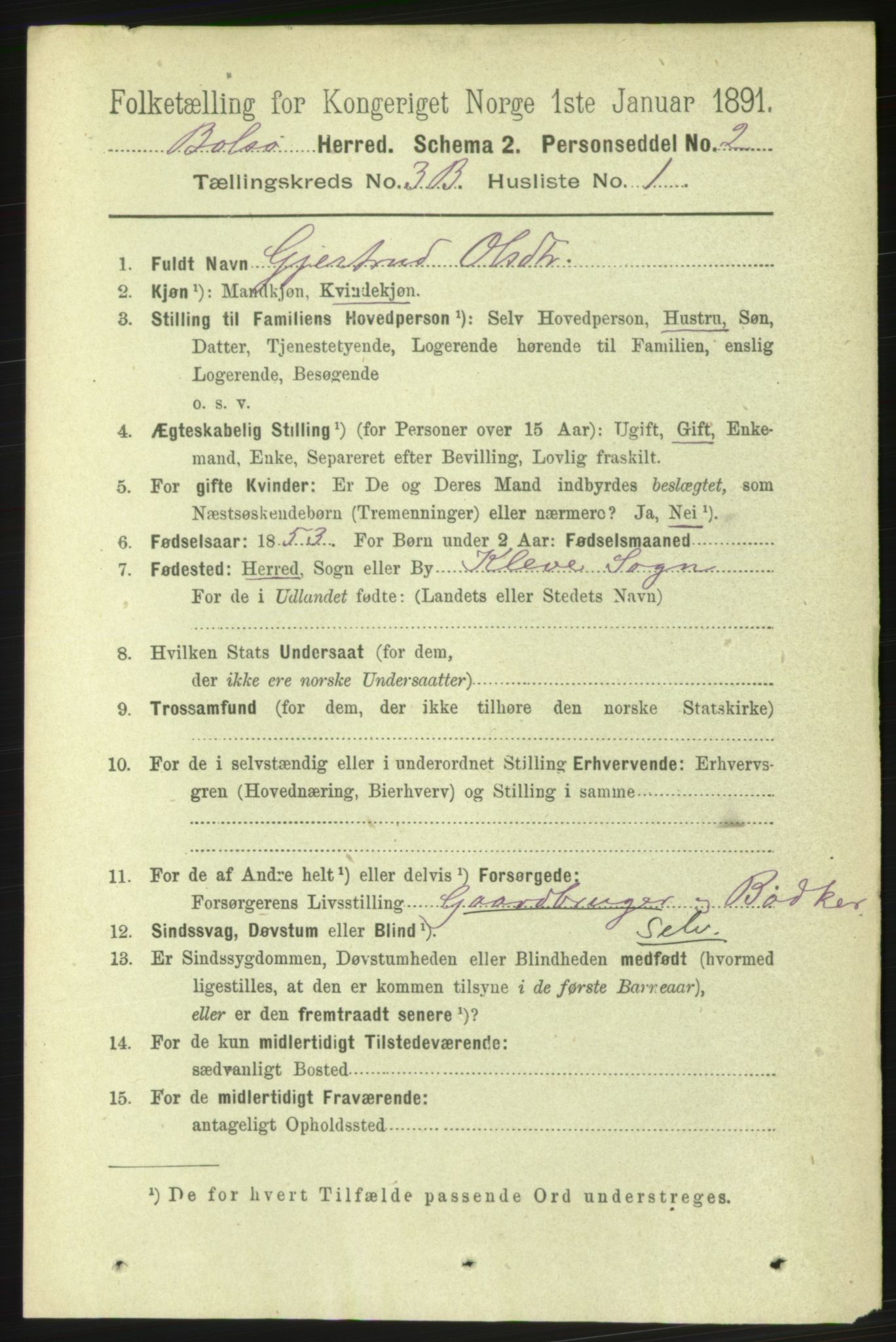 RA, 1891 census for 1544 Bolsøy, 1891, p. 2090