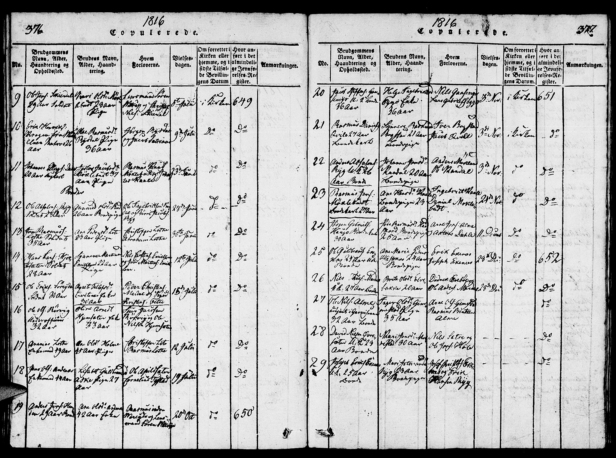 Gloppen sokneprestembete, SAB/A-80101/H/Hab/Haba/L0001: Parish register (copy) no. A 1, 1816-1827, p. 376-377