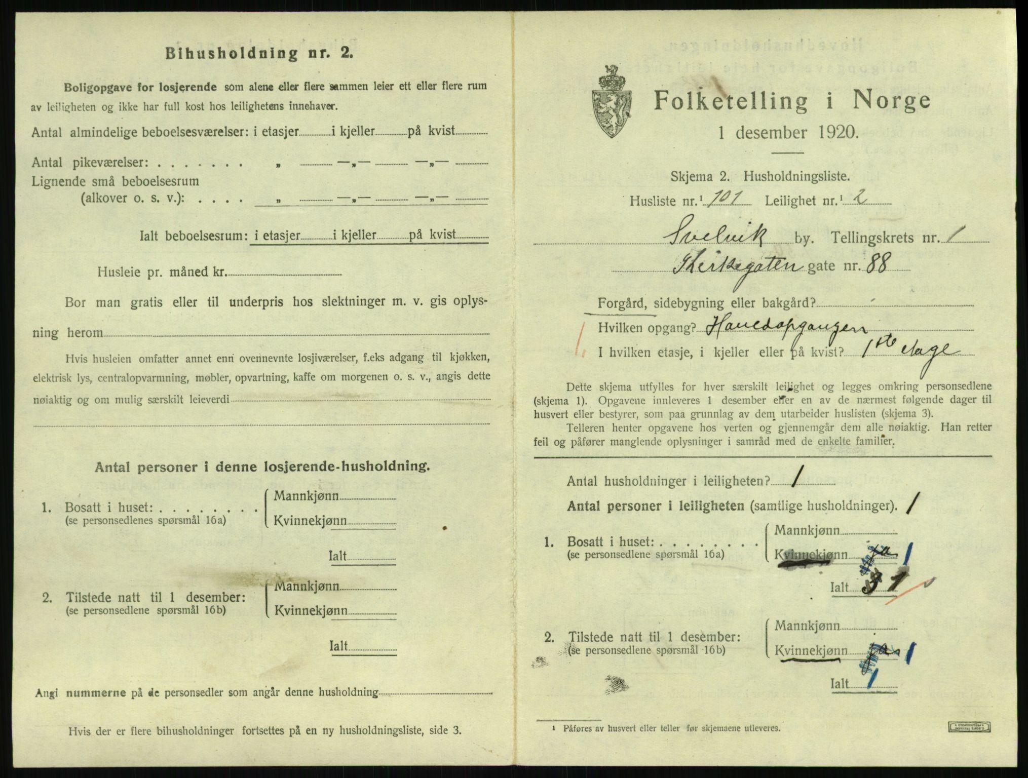 SAKO, 1920 census for Svelvik, 1920, p. 805