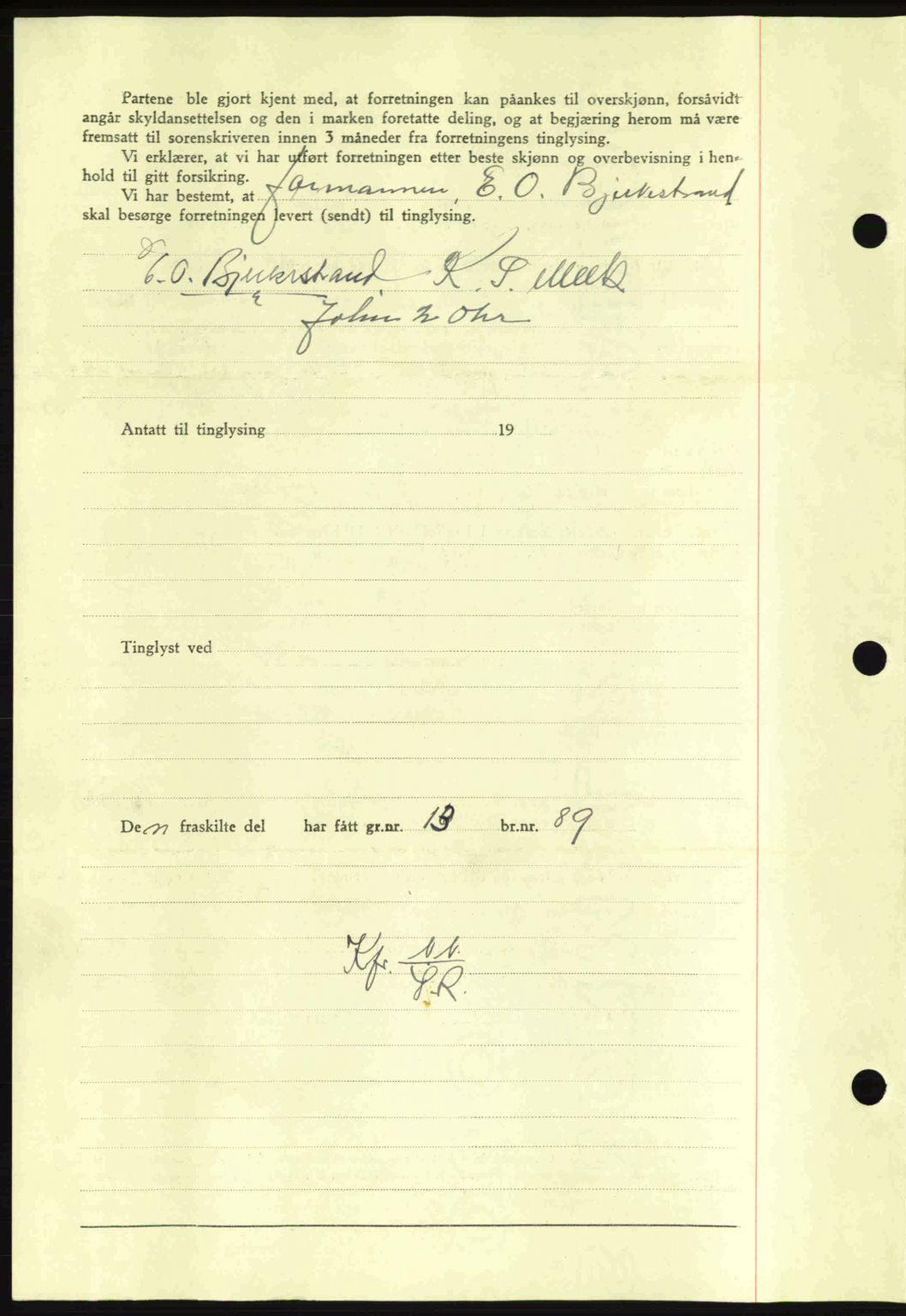 Nordmøre sorenskriveri, AV/SAT-A-4132/1/2/2Ca: Mortgage book no. A92, 1942-1942, Diary no: : 1582/1942