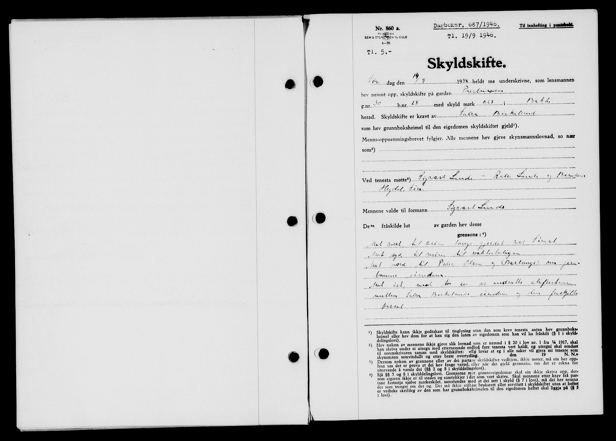 Flekkefjord sorenskriveri, AV/SAK-1221-0001/G/Gb/Gba/L0060: Mortgage book no. A-8, 1945-1946, Diary no: : 687/1946