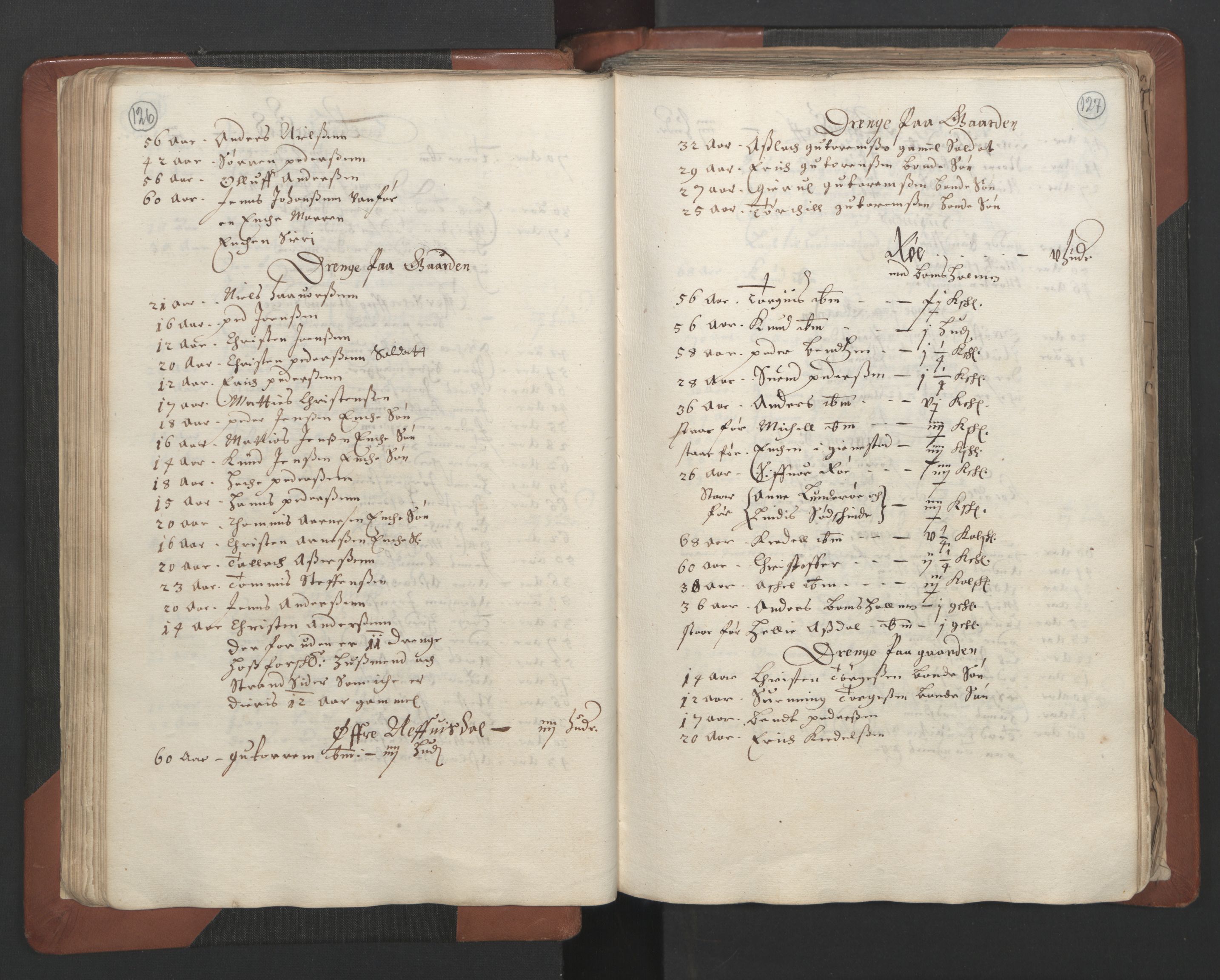 RA, Bailiff's Census 1664-1666, no. 7: Nedenes fogderi, 1664-1666, p. 126-127