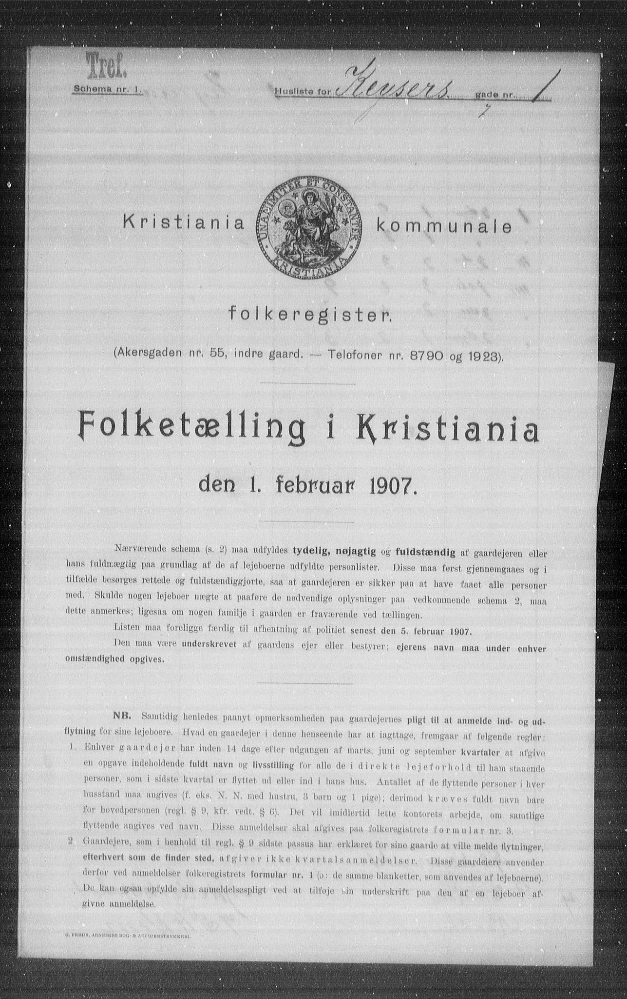 OBA, Municipal Census 1907 for Kristiania, 1907, p. 25073