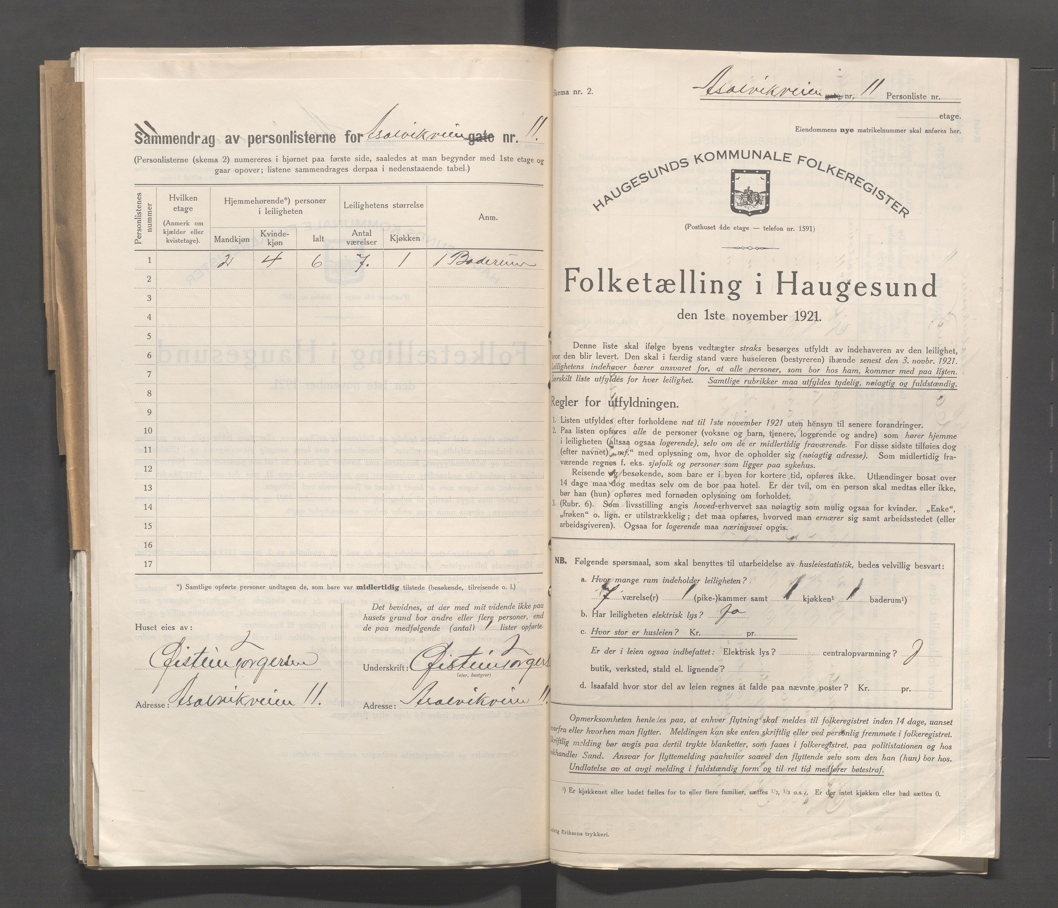 IKAR, Local census 1.11.1921 for Haugesund, 1921, p. 82