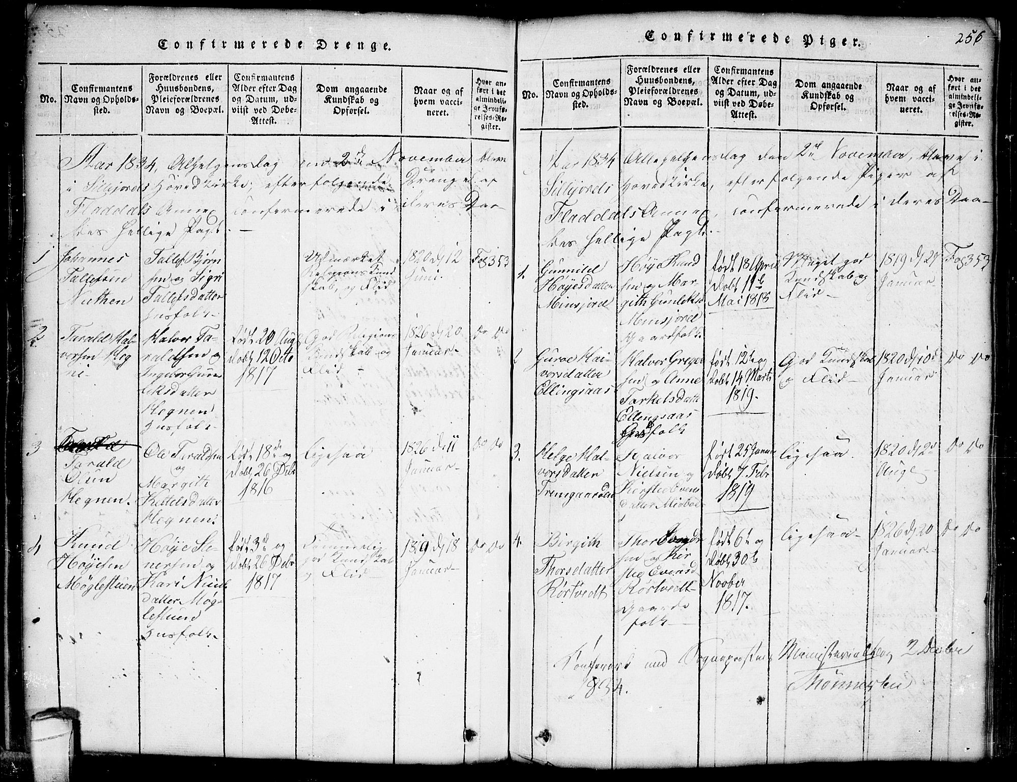 Seljord kirkebøker, SAKO/A-20/G/Gb/L0002: Parish register (copy) no. II 2, 1815-1854, p. 256