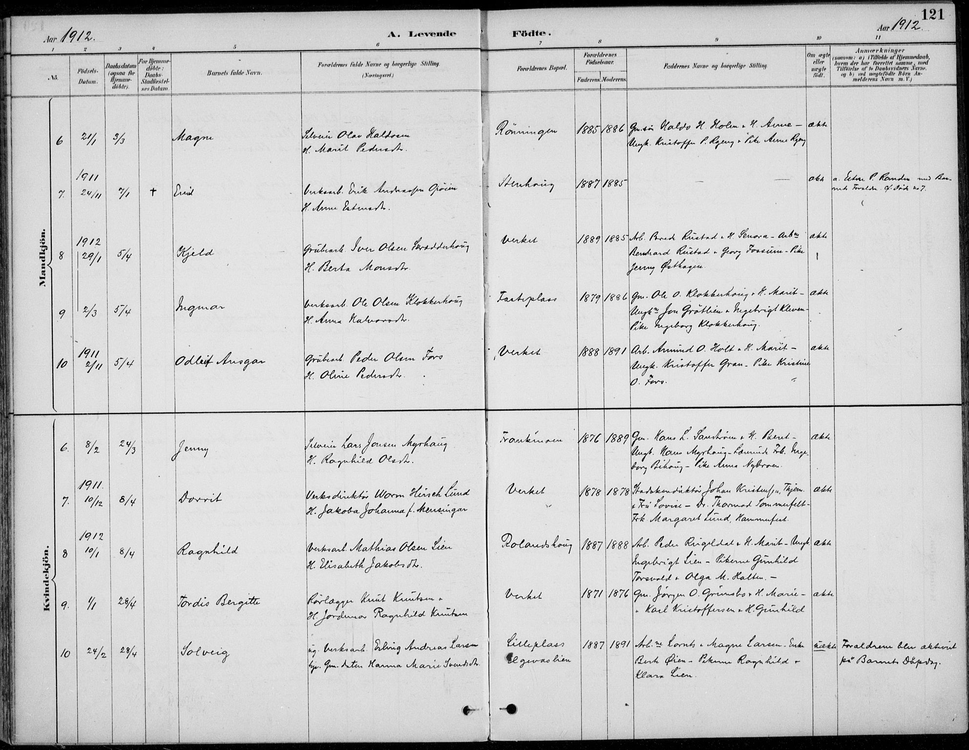 Alvdal prestekontor, AV/SAH-PREST-060/H/Ha/Haa/L0003: Parish register (official) no. 3, 1886-1912, p. 121