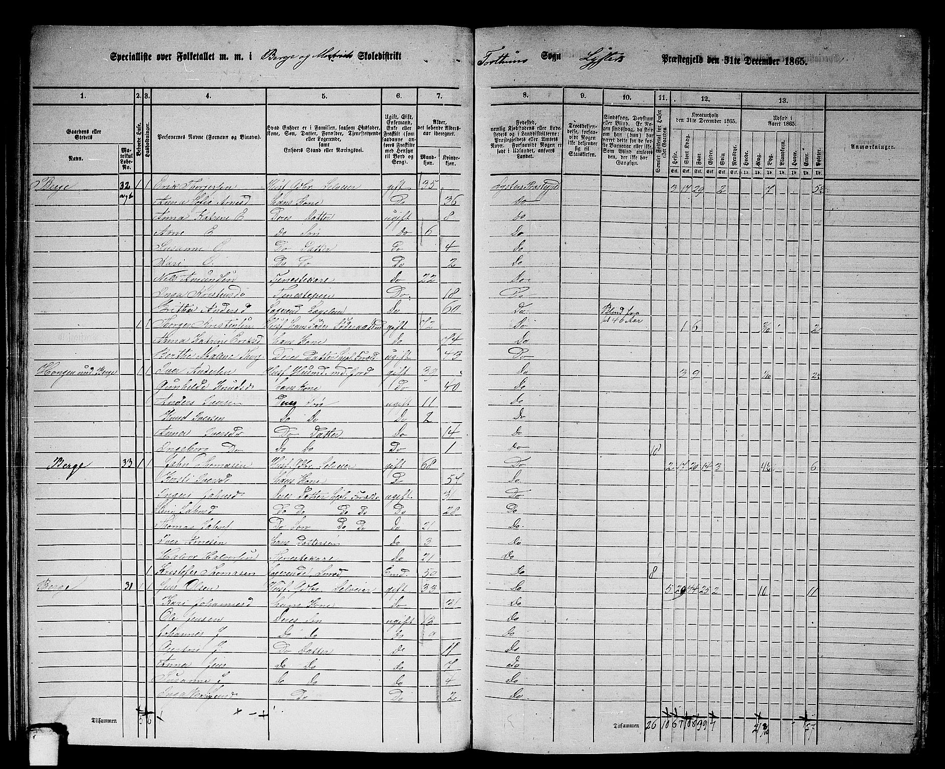 RA, 1865 census for Luster, 1865, p. 23