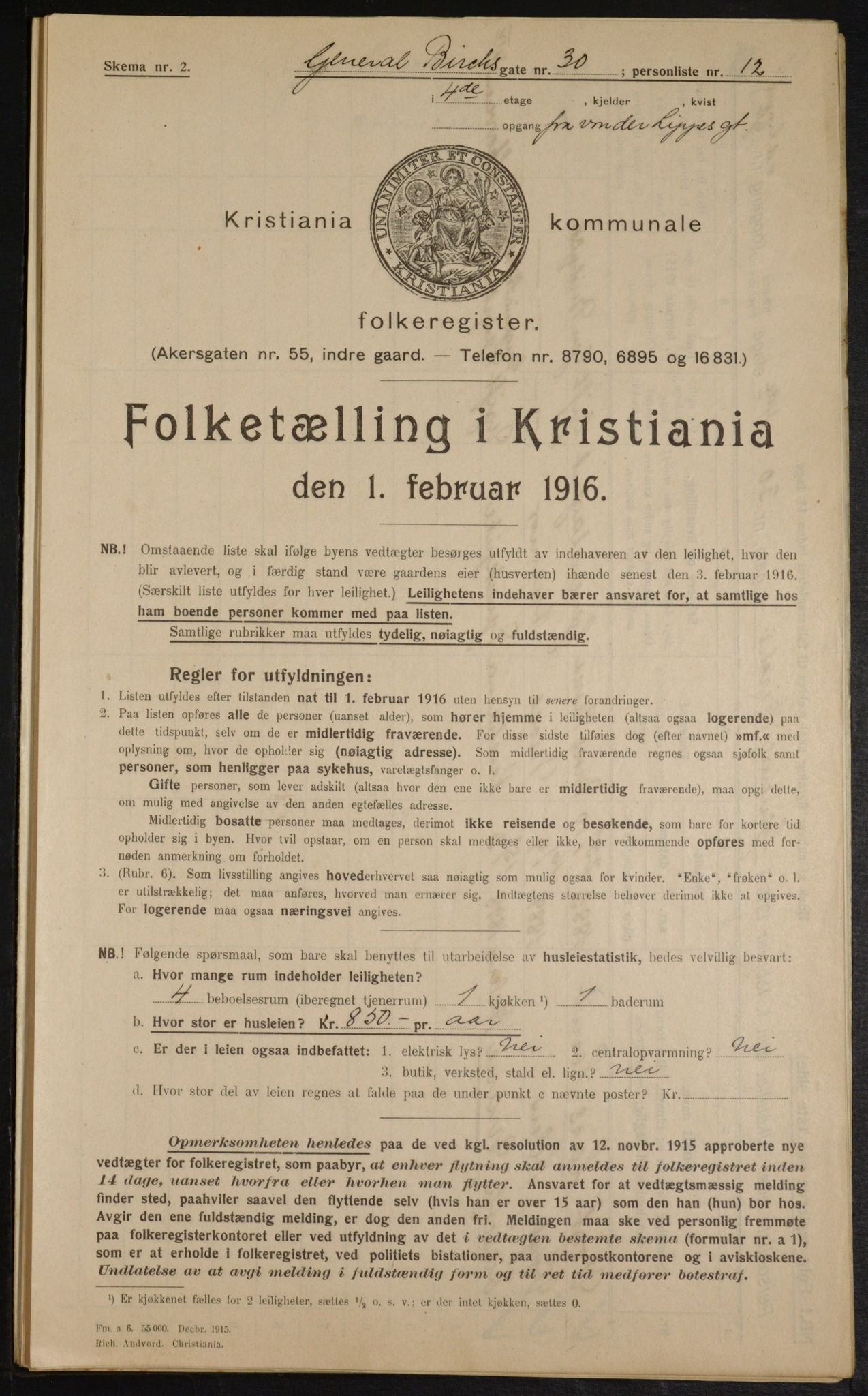 OBA, Municipal Census 1916 for Kristiania, 1916, p. 29657