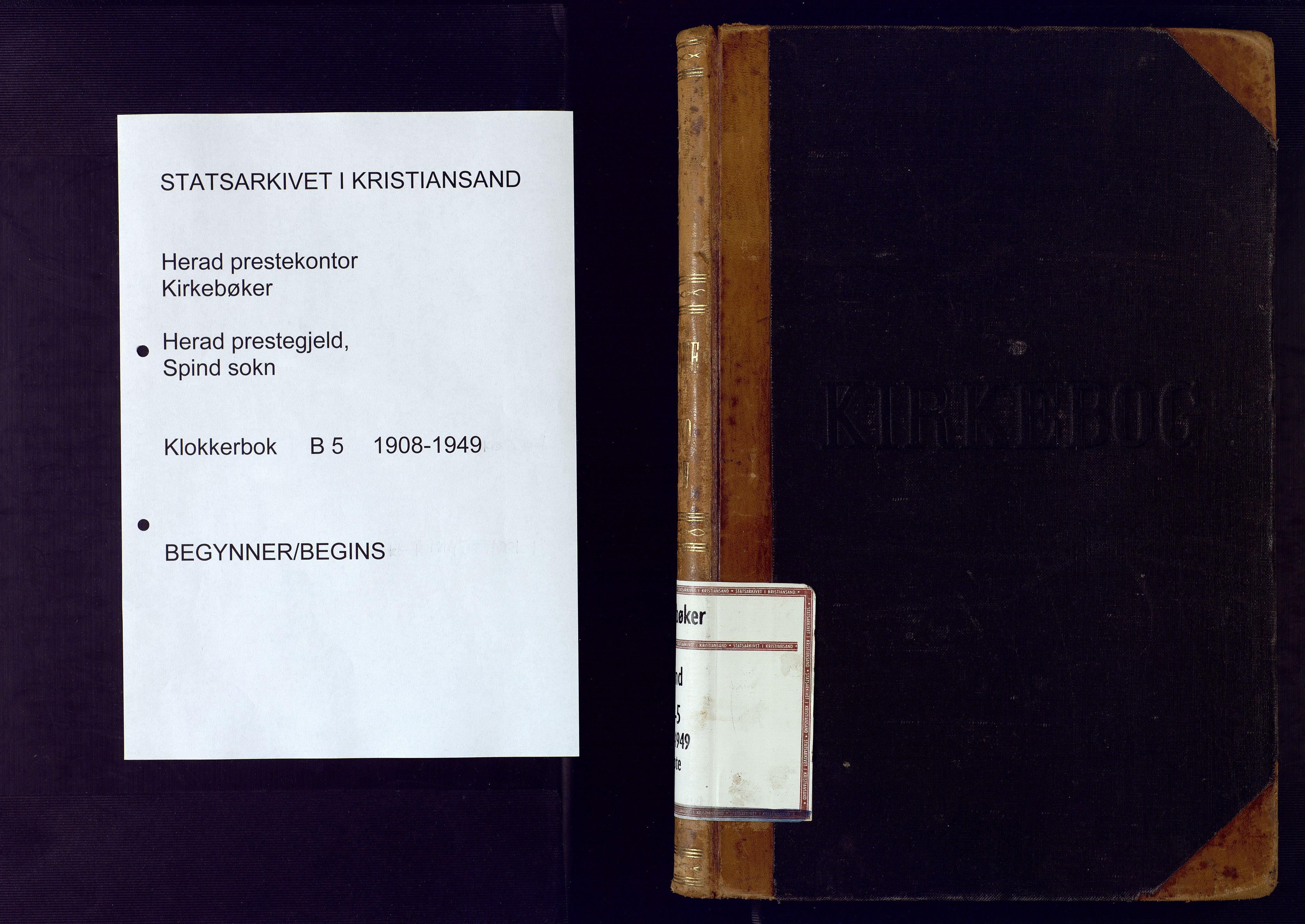 Herad sokneprestkontor, AV/SAK-1111-0018/F/Fb/Fbb/L0005: Parish register (copy) no. B 5, 1908-1949