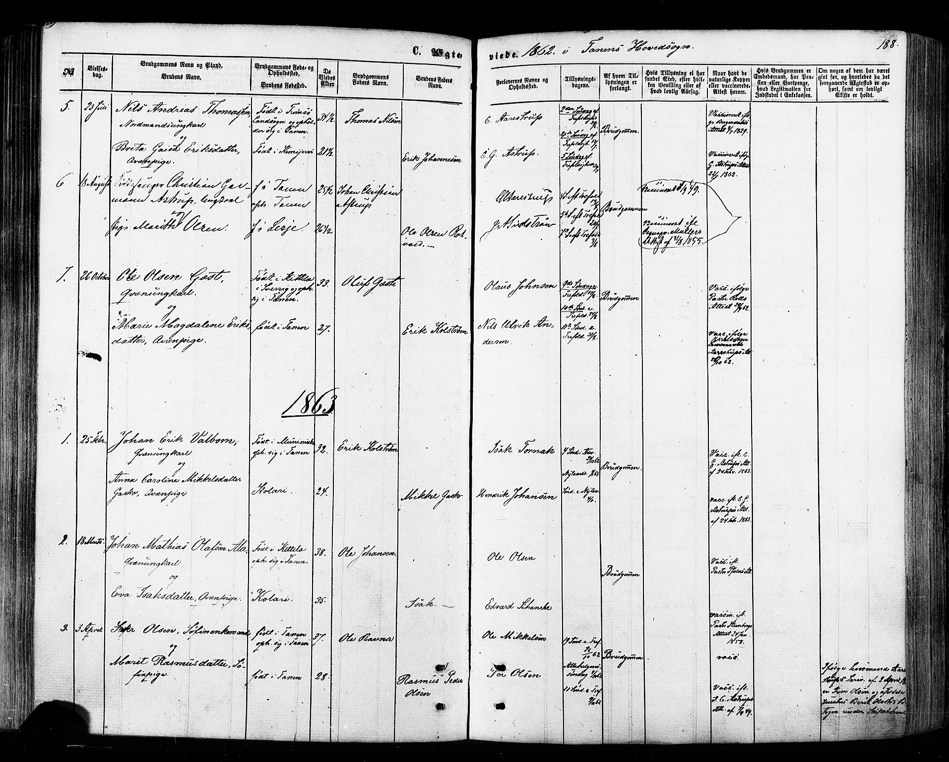 Tana sokneprestkontor, SATØ/S-1334/H/Ha/L0002kirke: Parish register (official) no. 2 /1, 1861-1877, p. 188