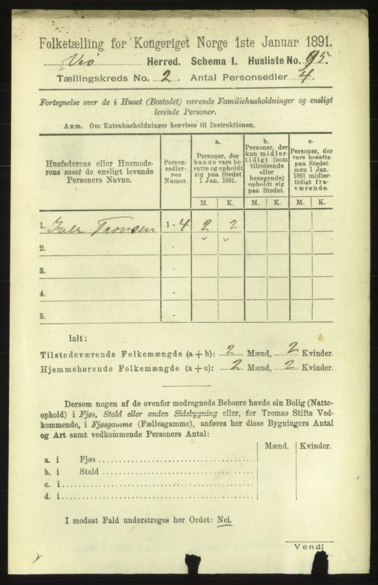 RA, 1891 census for 1541 Veøy, 1891, p. 746