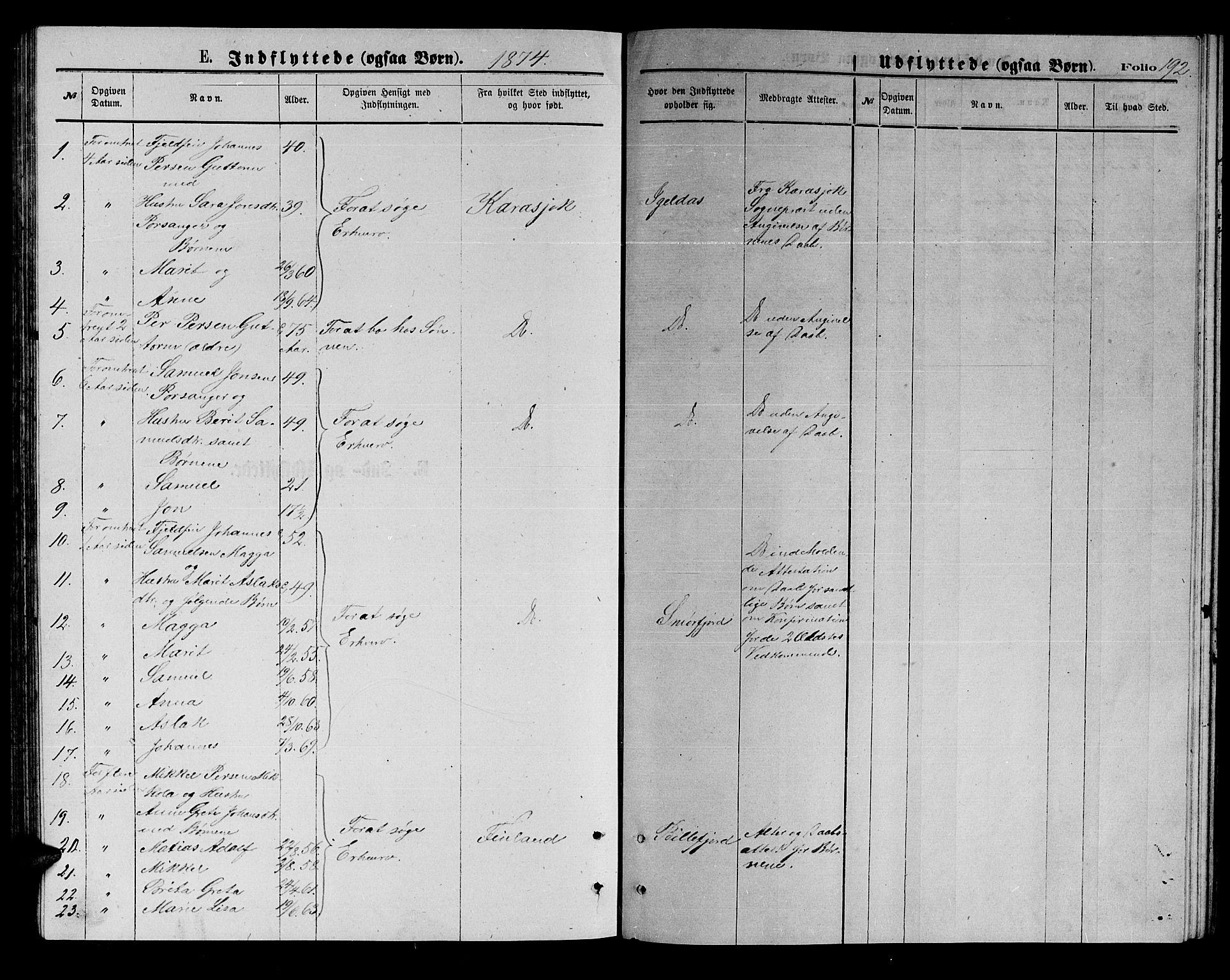 Kistrand/Porsanger sokneprestembete, SATØ/S-1351/H/Hb/L0003.klokk: Parish register (copy) no. 3, 1874-1885, p. 192