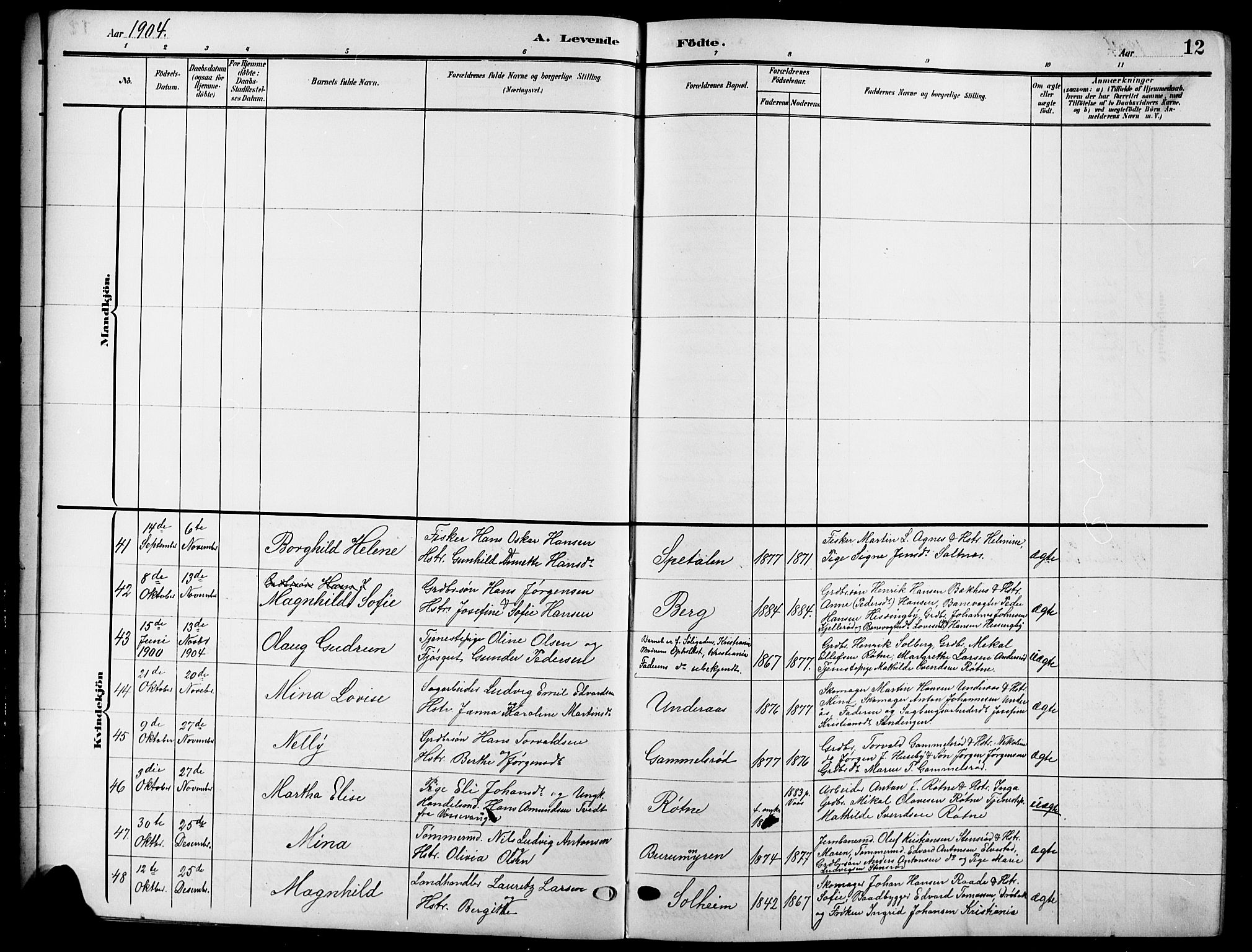 Råde prestekontor kirkebøker, AV/SAO-A-2009/G/Ga/L0001: Parish register (copy) no. 1, 1903-1925, p. 12