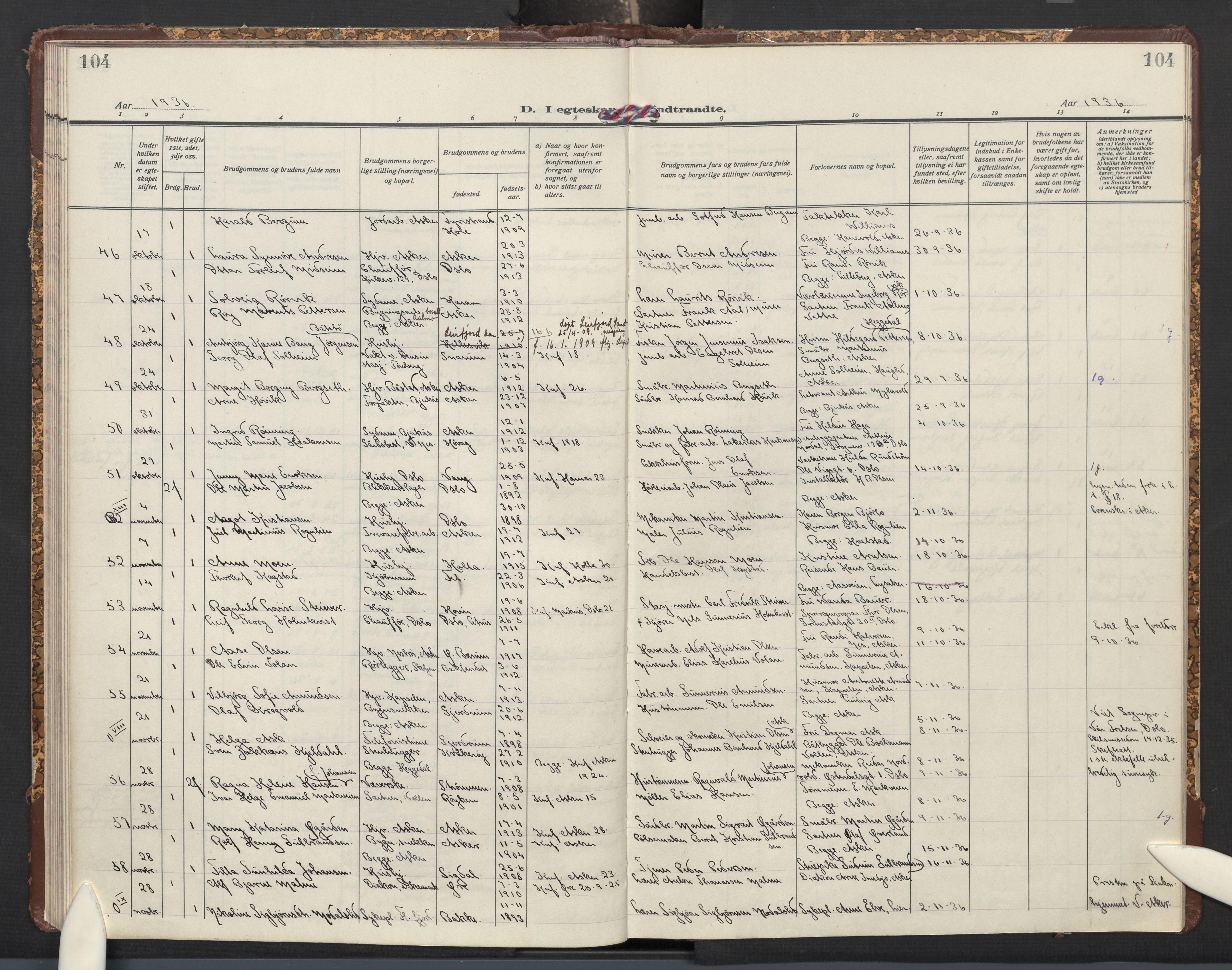 Asker prestekontor Kirkebøker, AV/SAO-A-10256a/F/Fa/L0021: Parish register (official) no. I 21, 1936-1945, p. 104