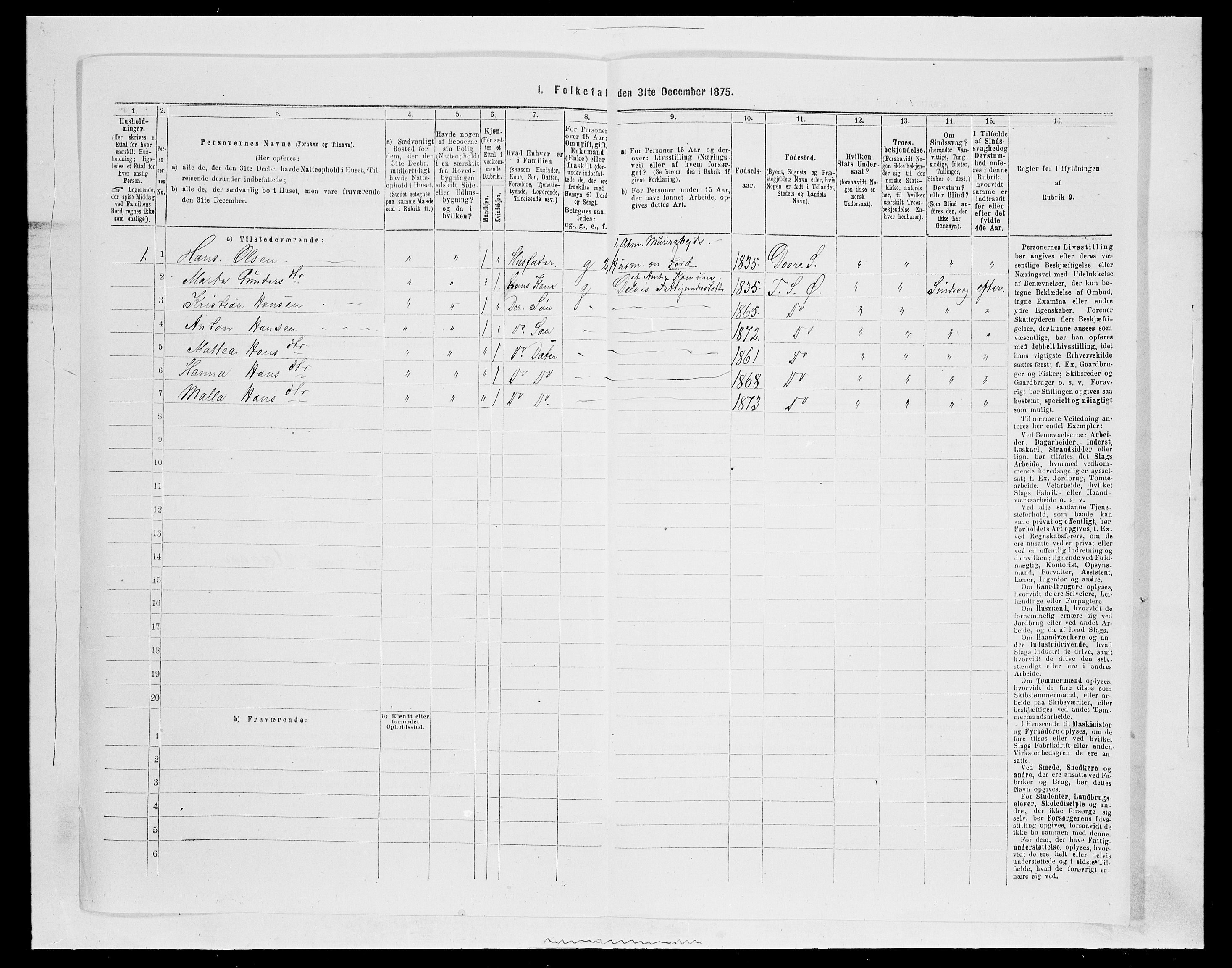 SAH, 1875 census for 0521P Øyer, 1875, p. 1131