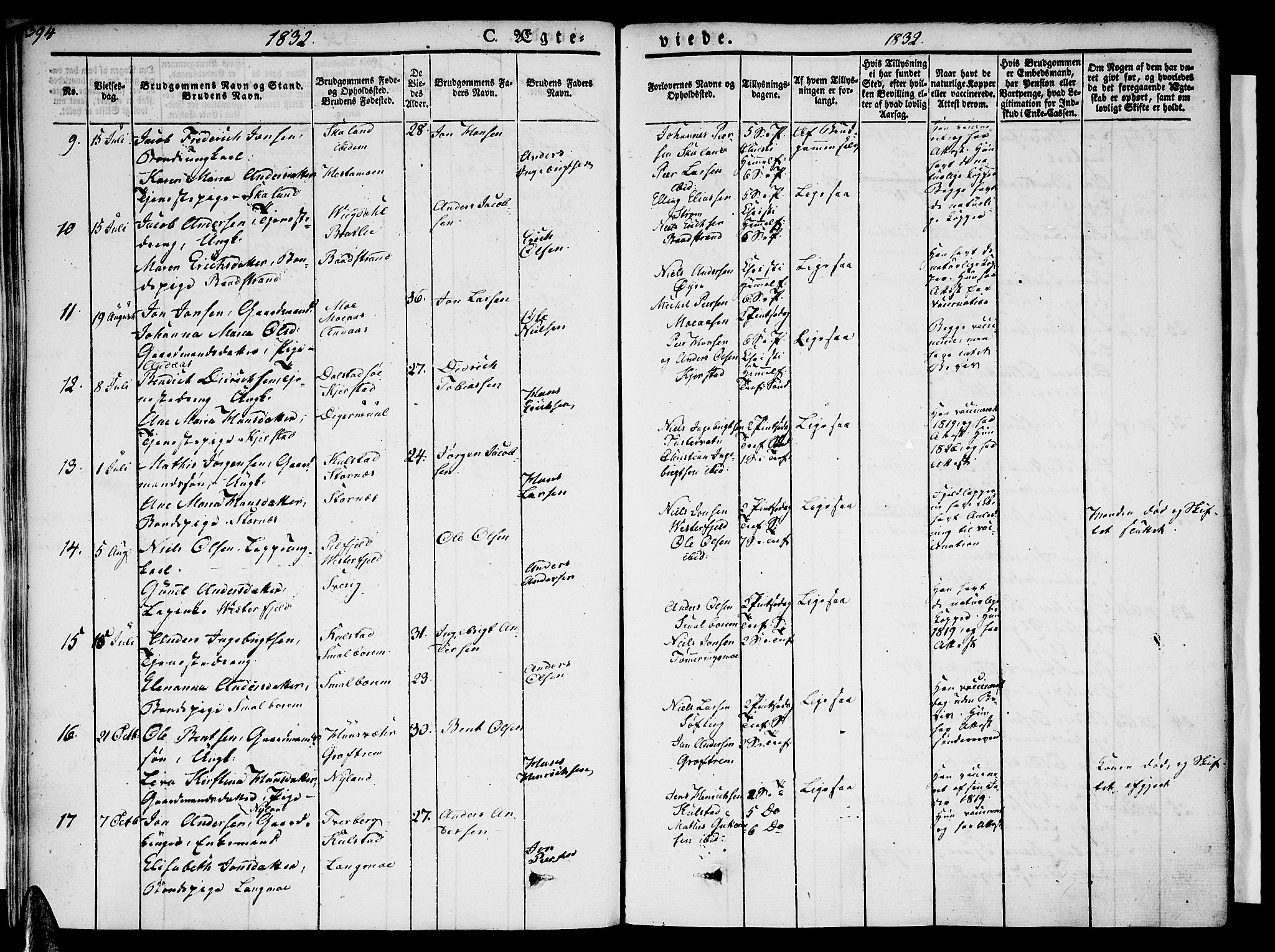 Ministerialprotokoller, klokkerbøker og fødselsregistre - Nordland, AV/SAT-A-1459/820/L0290: Parish register (official) no. 820A11, 1826-1845, p. 394