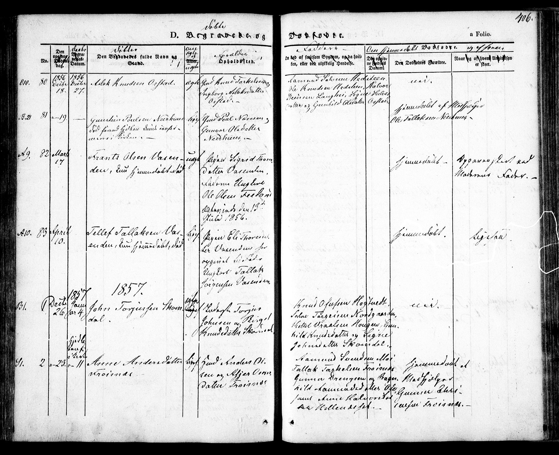 Bygland sokneprestkontor, SAK/1111-0006/F/Fa/Fab/L0004: Parish register (official) no. A 4, 1842-1858, p. 406