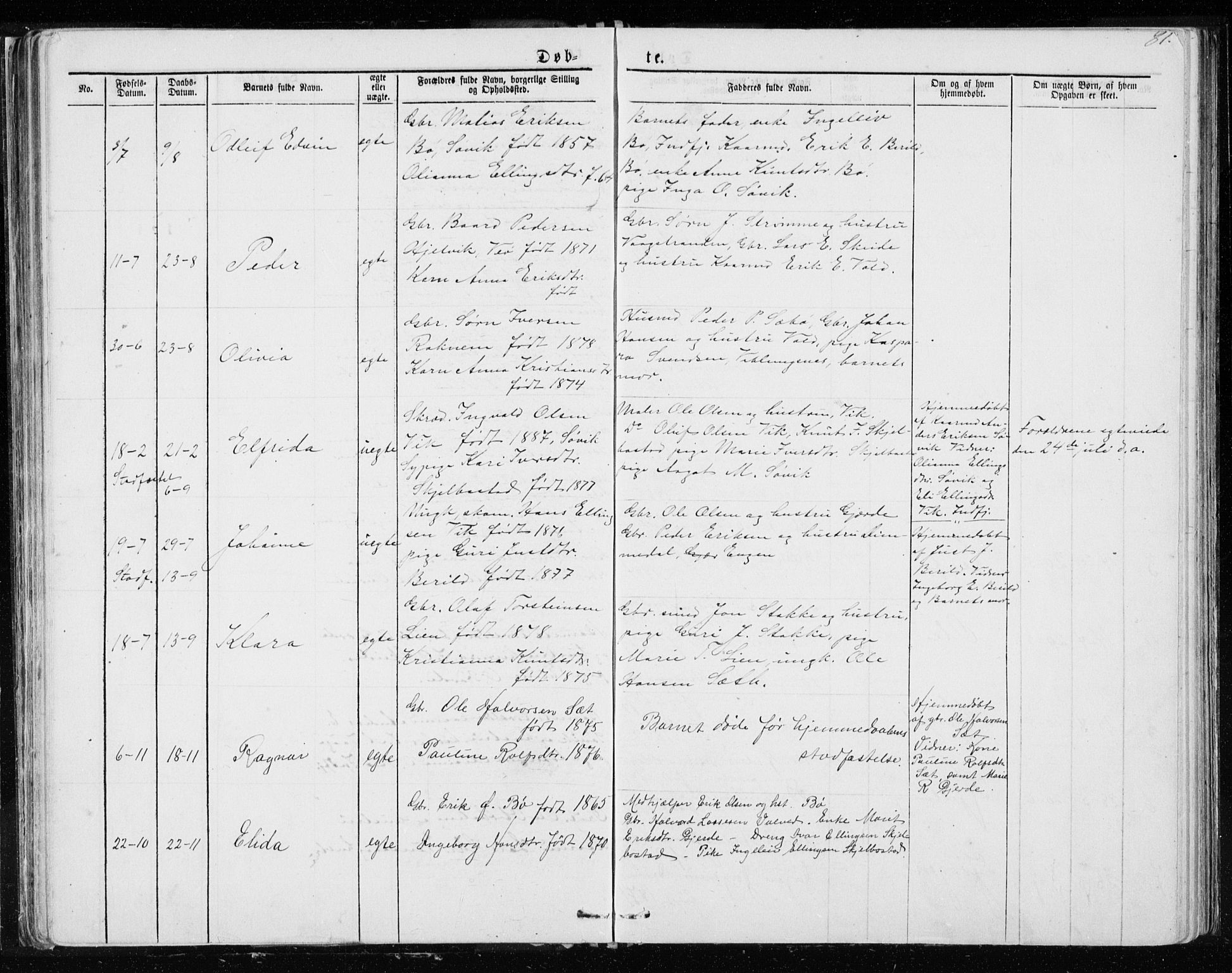 Ministerialprotokoller, klokkerbøker og fødselsregistre - Møre og Romsdal, AV/SAT-A-1454/543/L0564: Parish register (copy) no. 543C02, 1867-1915, p. 81