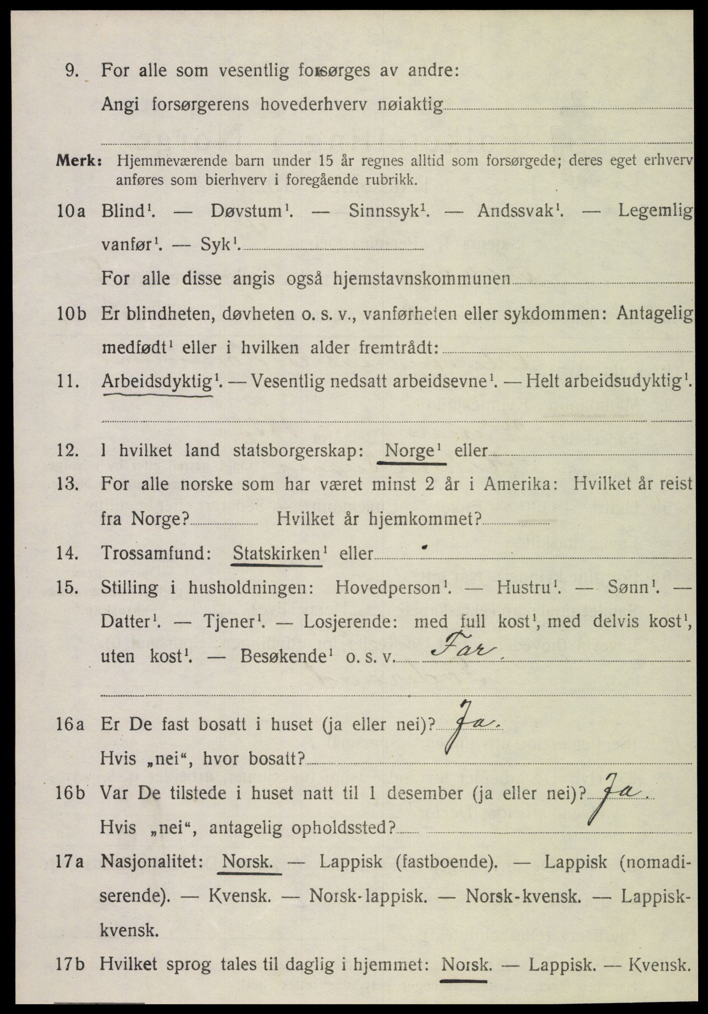 SAT, 1920 census for Snåsa, 1920, p. 1235