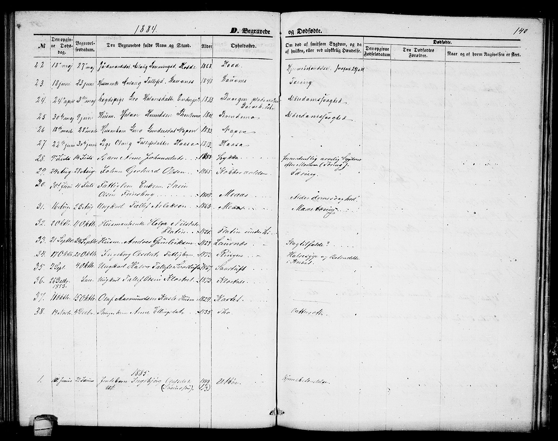 Seljord kirkebøker, SAKO/A-20/G/Ga/L0004: Parish register (copy) no. I 4, 1873-1886, p. 140